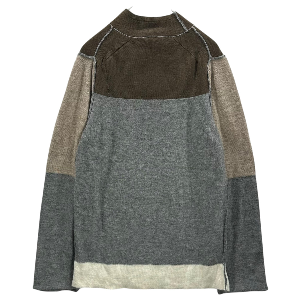 COMME des GARCONS(コムデギャルソン) 1998AW Inside-Out Cashmere Bottleneck Sweater インサイドアウト カシミア ボトルネック ニット GN-040330 FREE カーキ×グレー AD1998 カシミヤ 90s