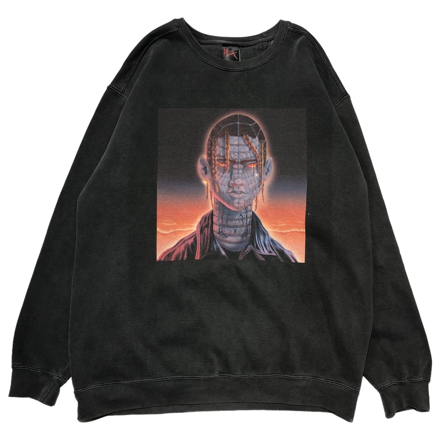 LEX(レックス) LEX album sweatshirt レックス アルバム スウェットシャツ XL チャコールグレー×オレンジ×ブルー 少数生産品