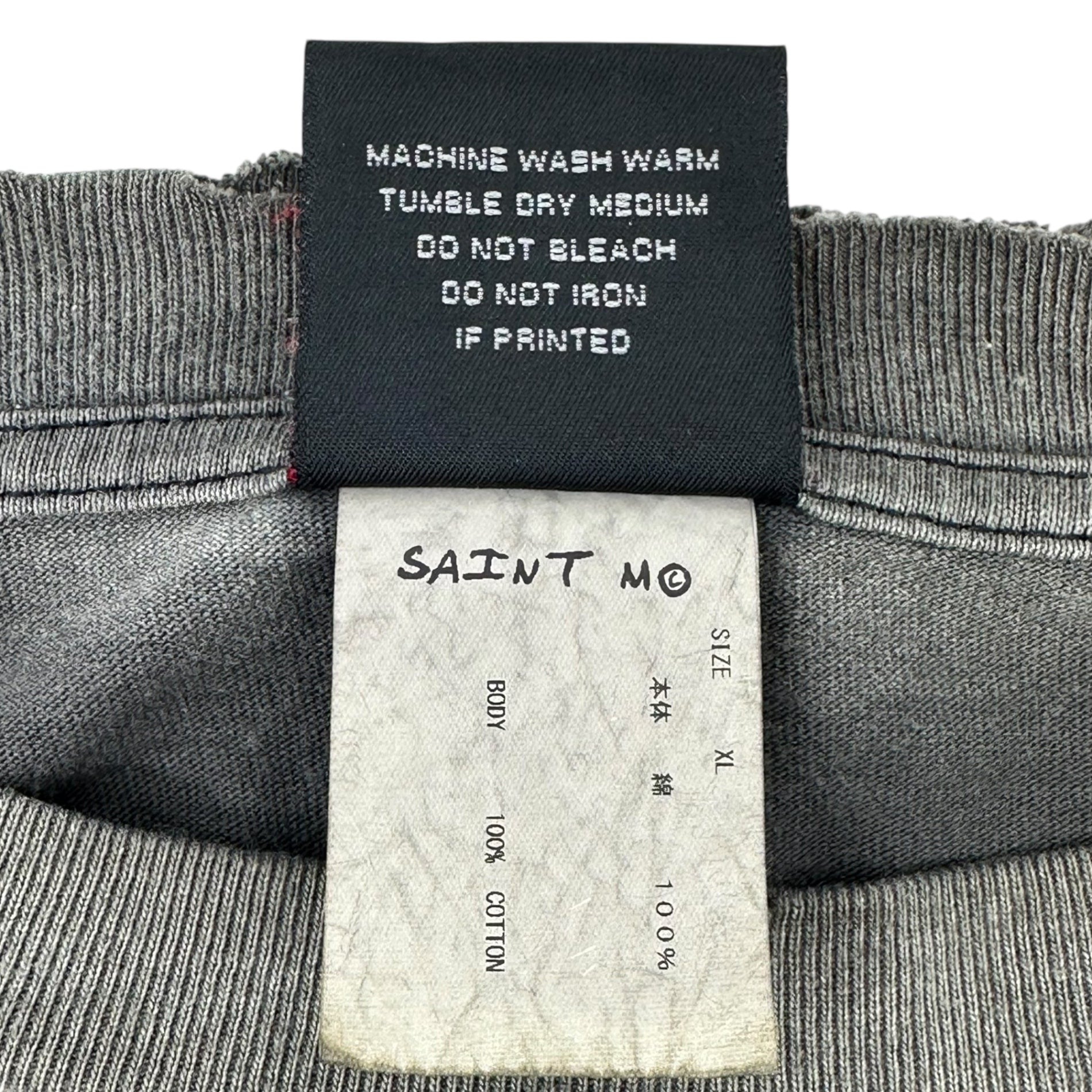 SAINT MICHAEL(セントマイケル) 22AW ×河村康輔 KMR LS TEE - $ BLACK ヴィンテージ 加工 ドル プリント 長袖 Tシャツ SM-A22-0000-083 XL ブラック ロンT カットソー