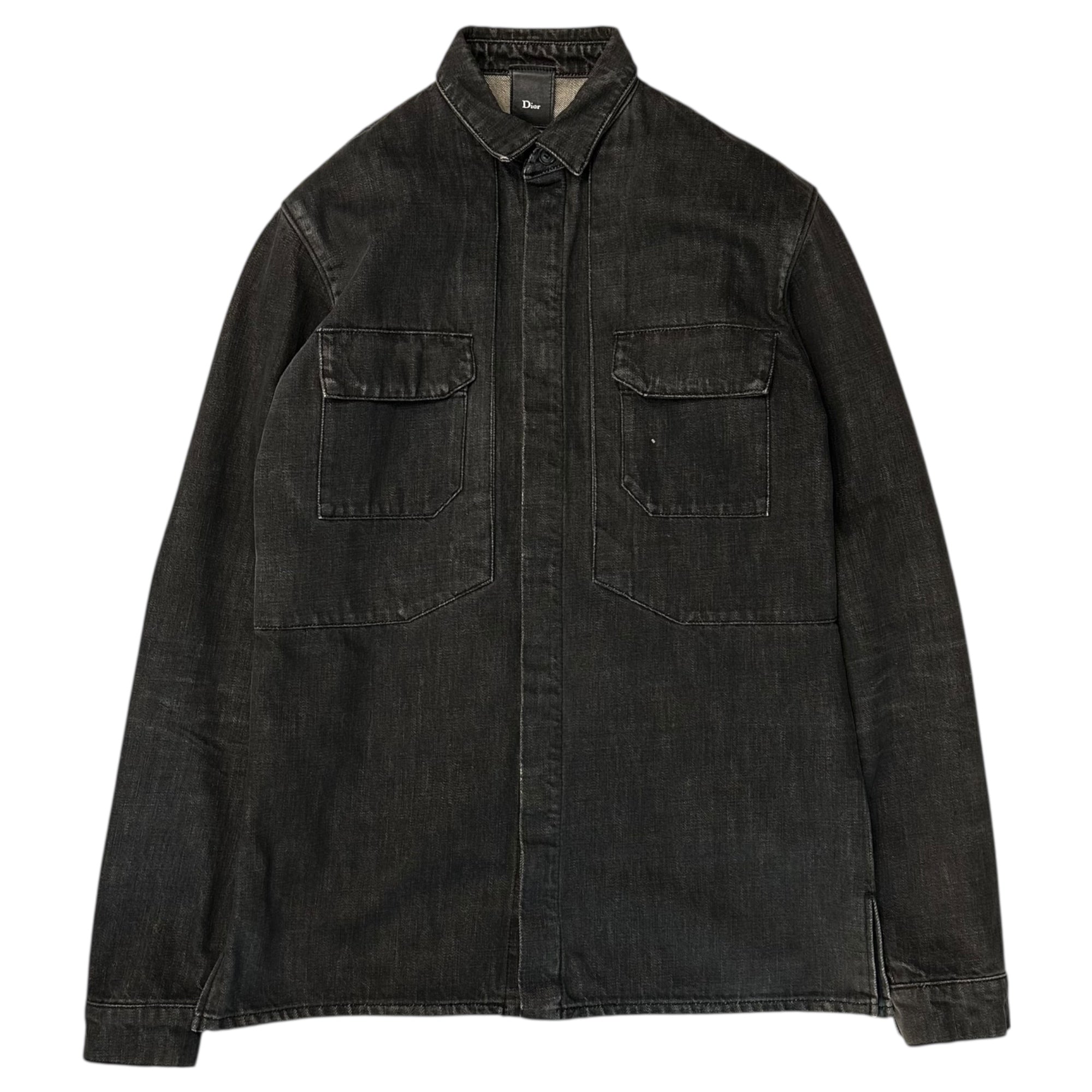 Dior HOMME(ディオールオム) 03SS by Hedi Slimane Wash-processed Double-breasted Denim Shirt Jacket エディスリマン ウォッシュ加工 比翼 デニム シャツ ジャケット 38(M程度) ブラック アーカイブ エディ期