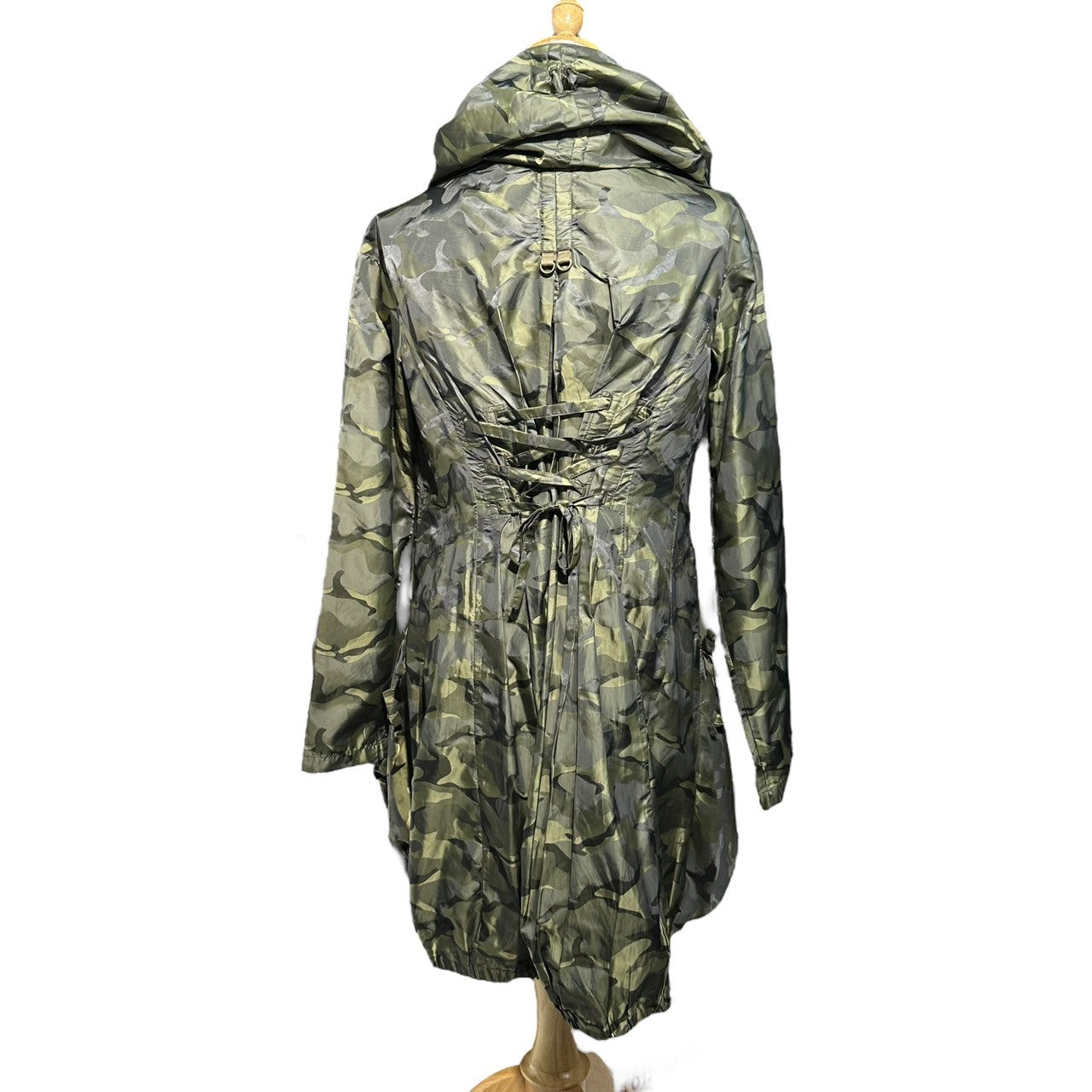 MARITHE FRANCOIS GIRBAUD(マリテフランソワジルボー) 00's Camo Nylon Gimmick Mod Coat カモ ナイロン ギミック モッズ コート F5-7214 S グリーン Y2K アーカイブ