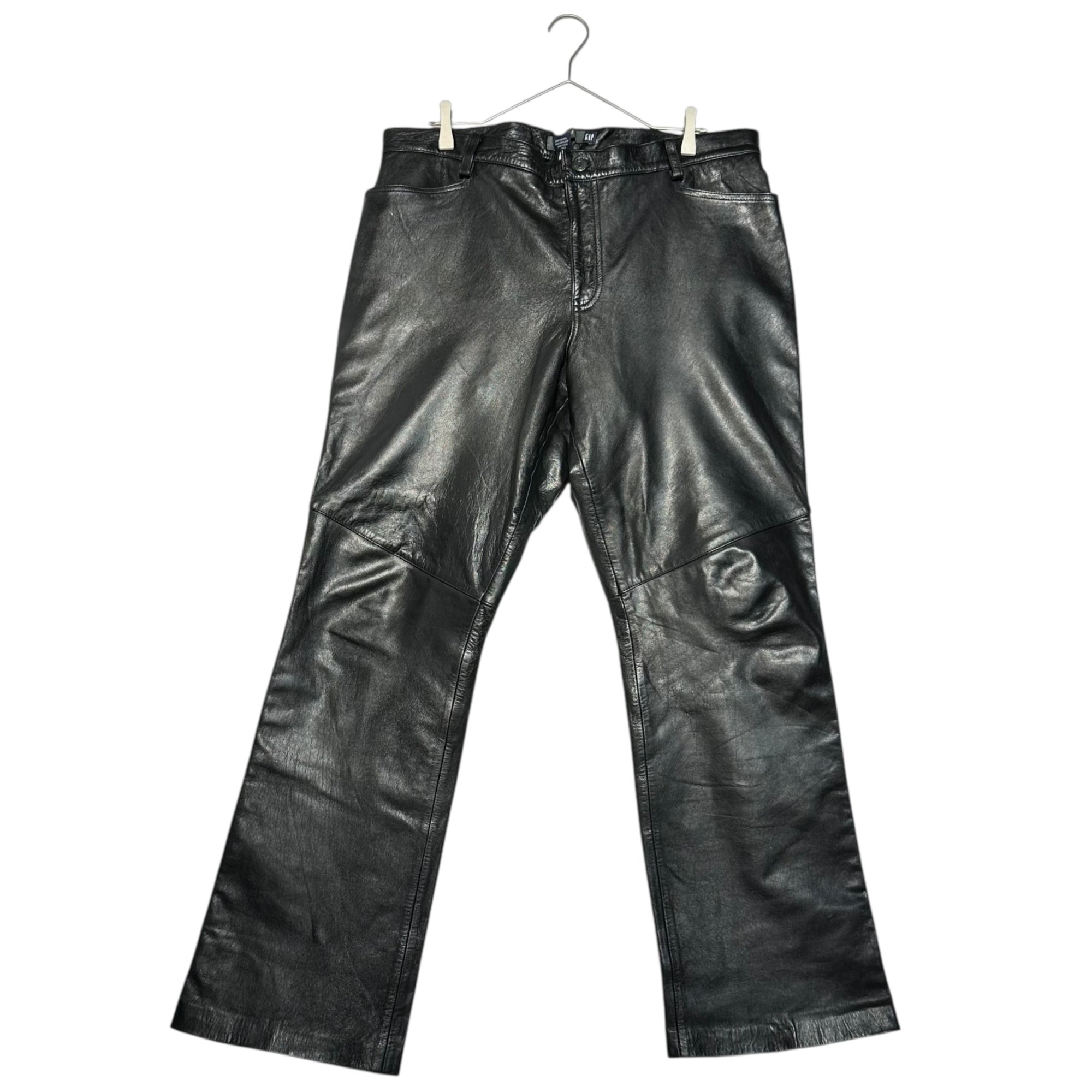 OLD GAP(オールドギャップ) 00's Boot cut cowhide leather pants ブーツカット カウハイド レザー パンツ 18(XL程度) ブラック