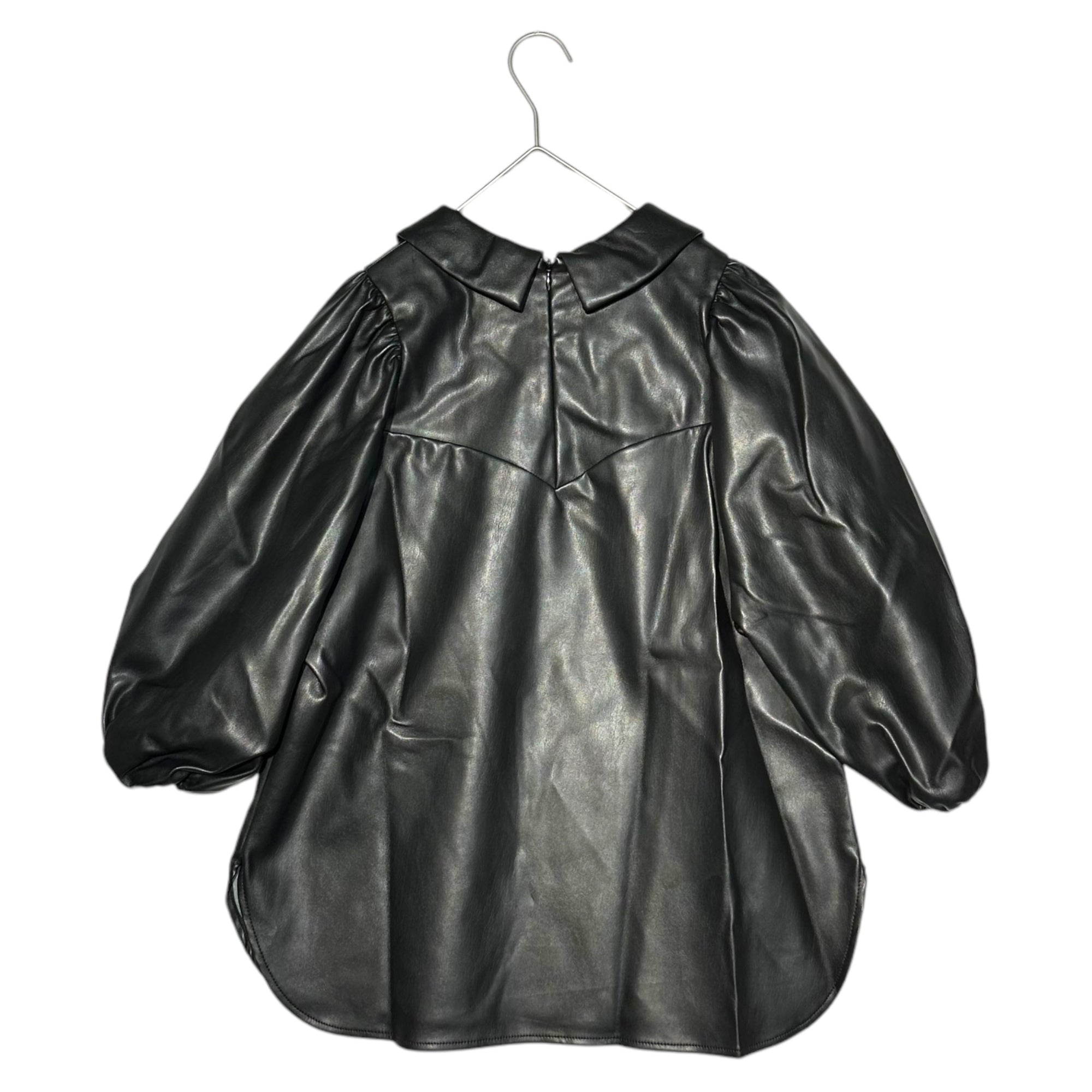 RhodolirioN(ロドリリオン) 22AW Puff Sleeve Shirt - Synthetic Leather パフスリーブ シャツ ブラウス シンセティック レザー LN868 1 ブラック