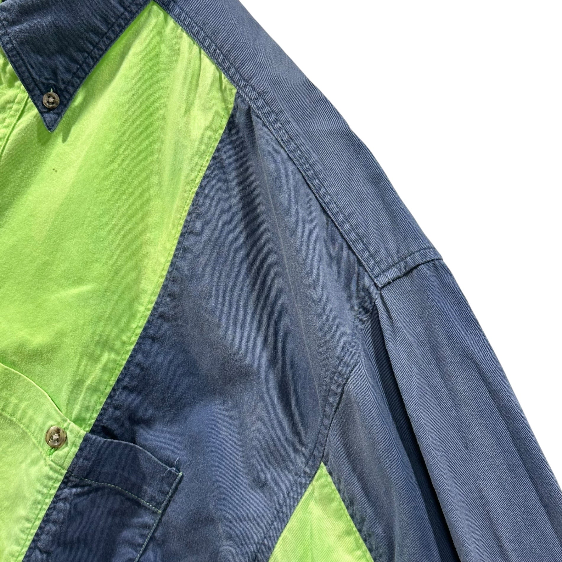 WRANGLER(ラングラー) Vintage BD Switch Shirt ヴィンテージ ボタンダウン 切替 シャツ L グリーン×インディゴ