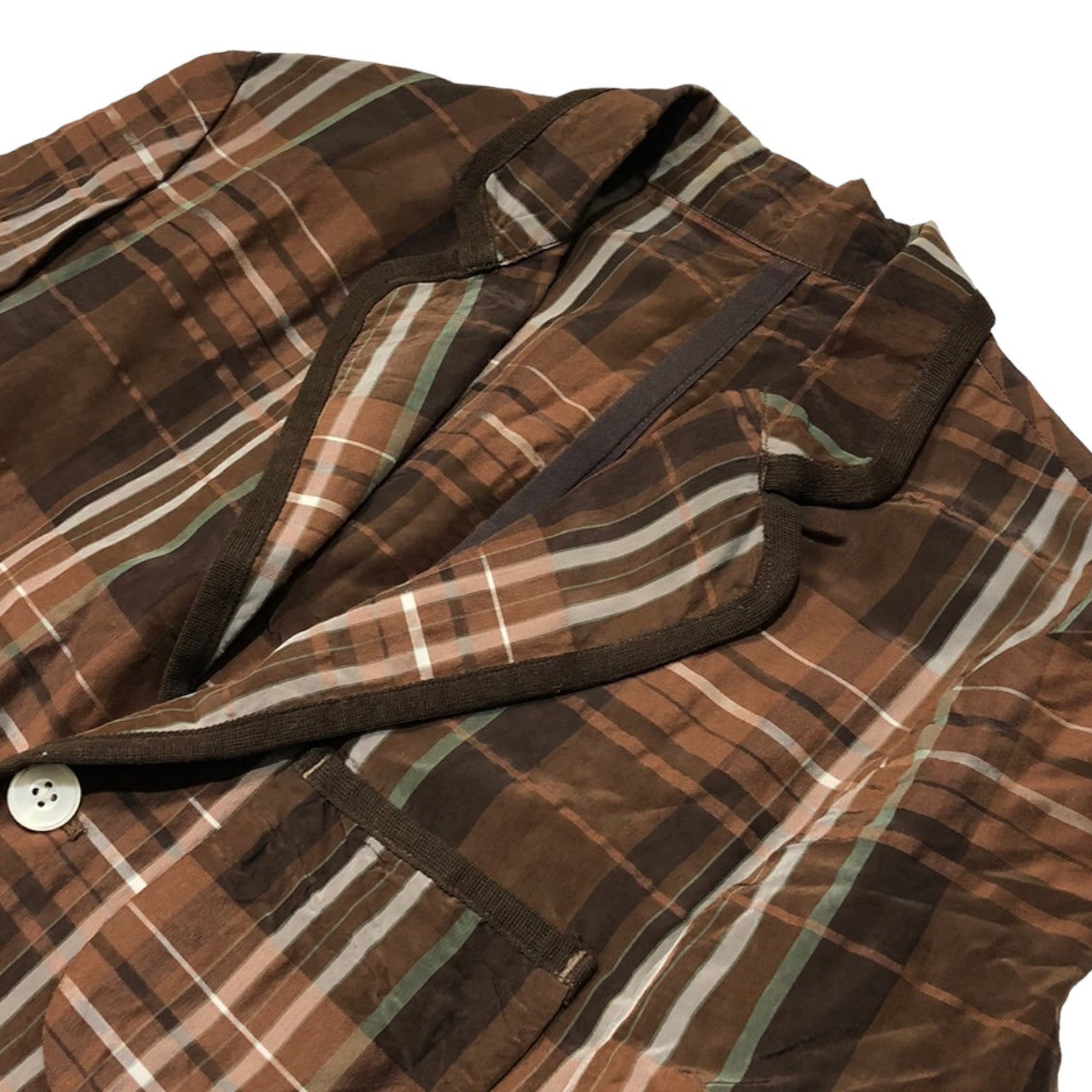 08sircus(08サーカス) 13SS Cupro cotton check jacket キュプラ コットン チェック ジャケット 13SM-JK08 SIZE 1/46 ブラウン