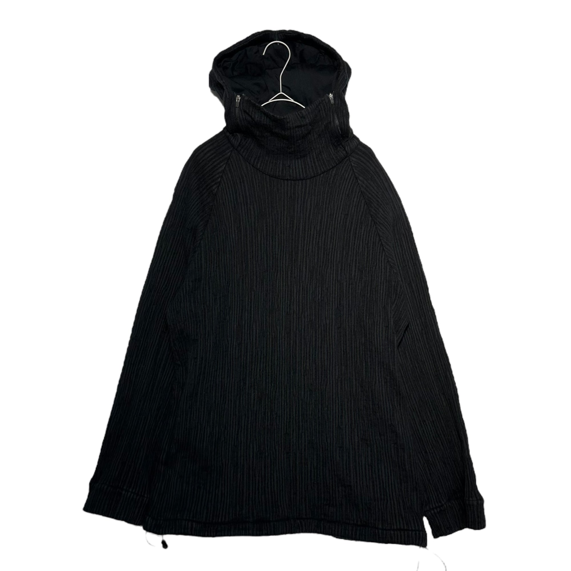 pet-tree-kor(ペットツリーコア) 22AW Drawcord Random Rib Hoodie ドローコード ランダムリブ プルオーバー パーカー PTK22AWH01A 44 ブラック