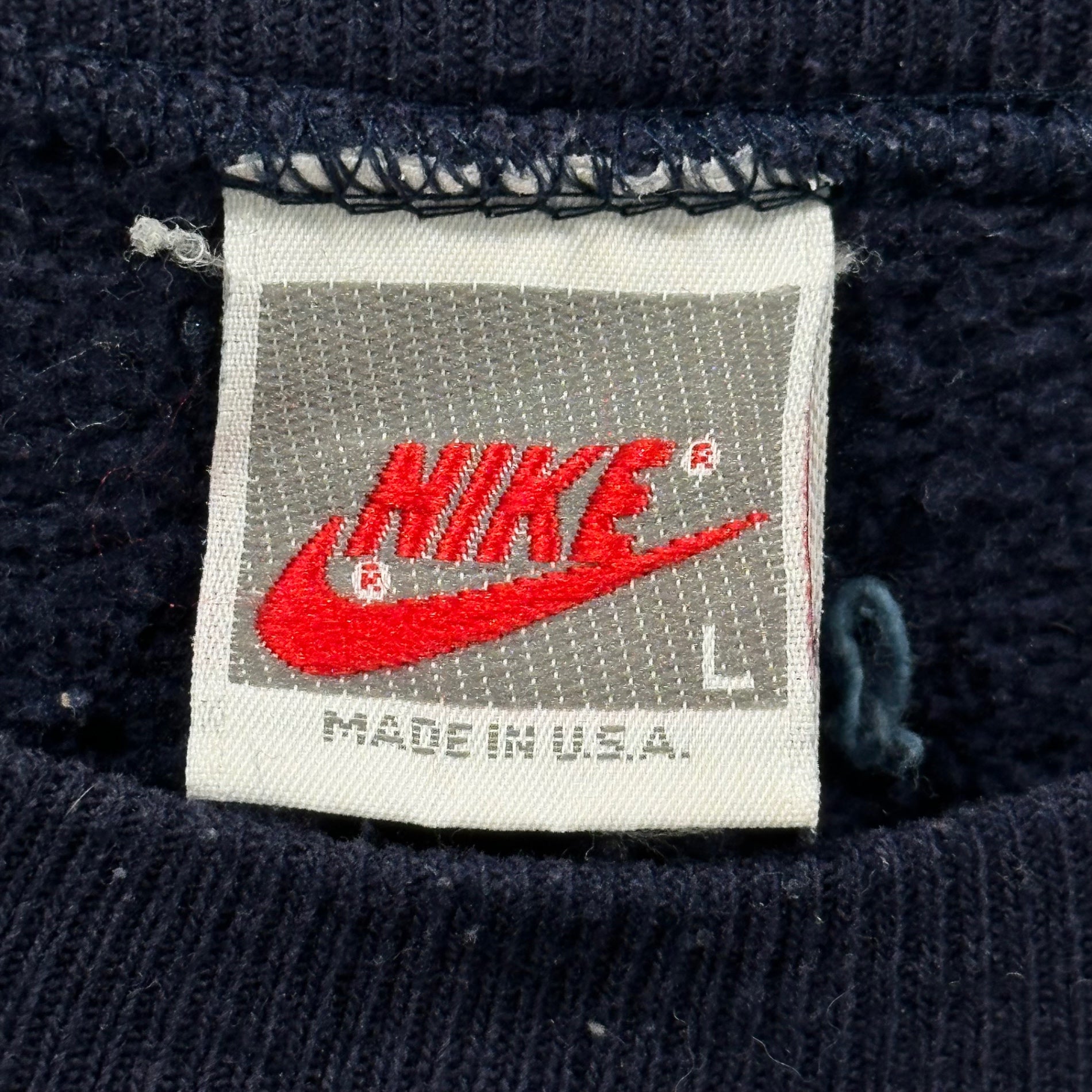 NIKE(ナイキ) 90's USA made Logo Embroidered Crew Neck Sweatshirt ロゴ 刺繍 クルーネック スウェット L ネイビー 90年代 ヴィンテージ 白タグ
