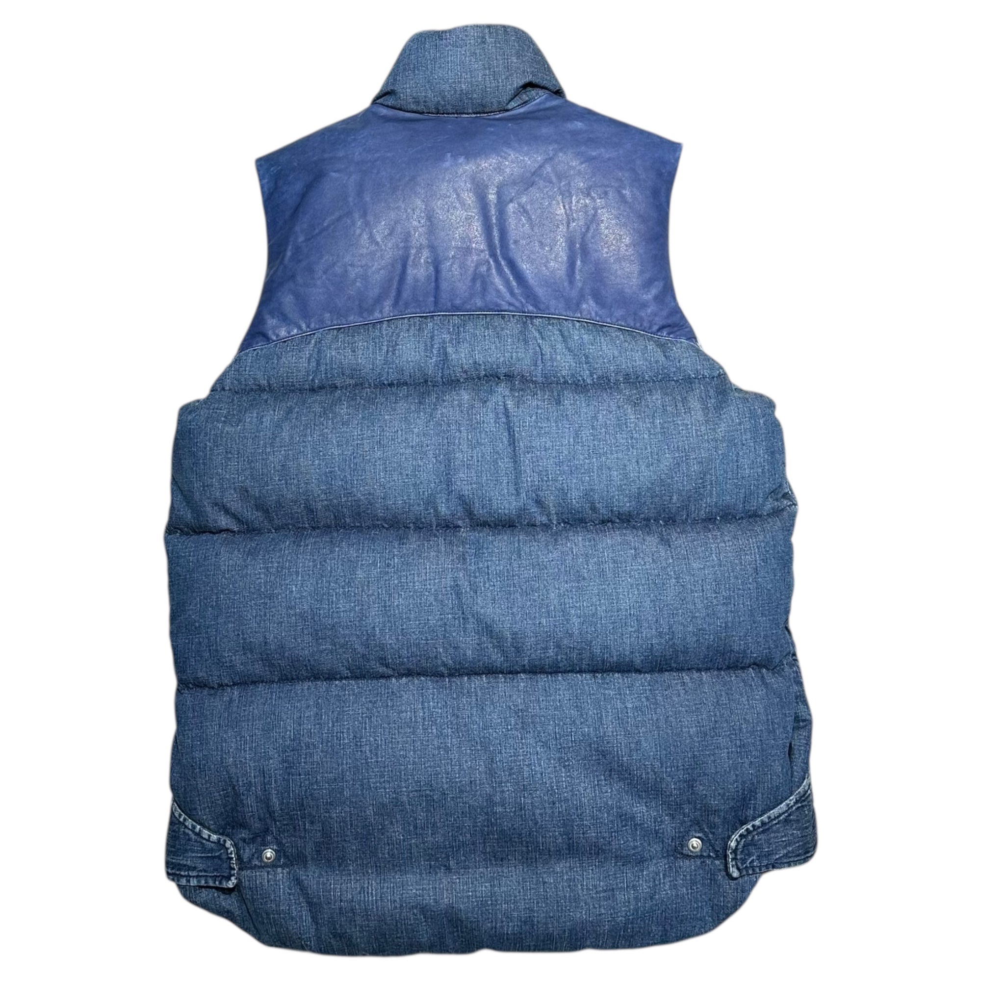 REMI RELIEF(レミレリーフ) York Leather Denim Down Vest ヨーク レザー デニム ダウン ベスト L インディゴ コンチョ ボタン