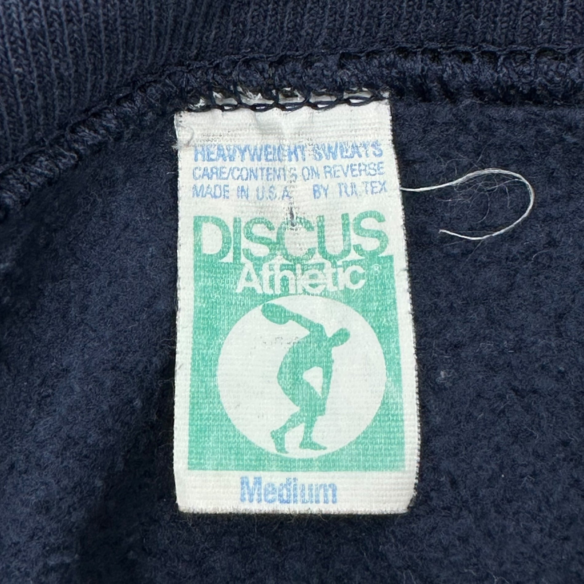 VINTAGE(ヴィンテージ) 80's vintage side print crew neck brushed lining sweatshirt 80年代 ヴィンテージ サイドプリント クルーネック 裏起毛 スウェット DISCUSボディ M ネイビー