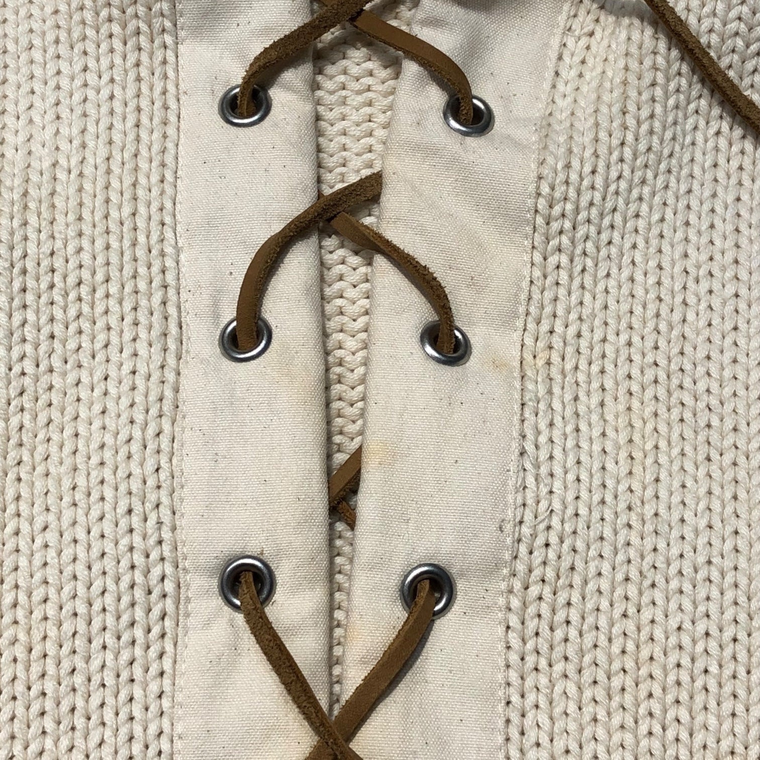 GOODENOUGH(グッドイナフ) 90’s lace-up knit pullover hoodie レースアップ ニット プルオーバー パーカー 藤原ヒロシ M アイボリー