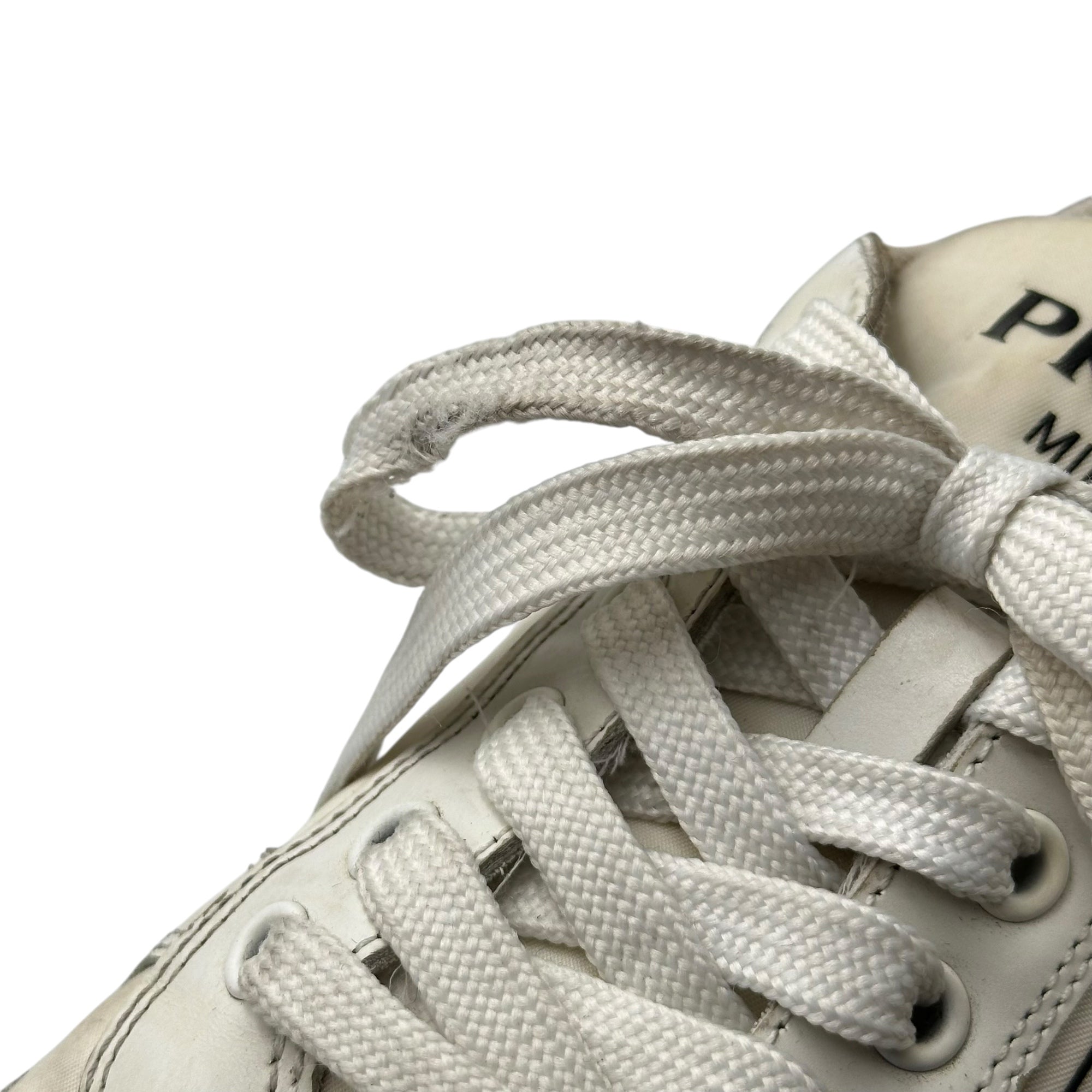 PRADA(プラダ) RE-NYLON Sneakers リナイロン トライアングル ロゴ レースアップ ローカット スニーカー 2EG 406 6 1/2(25.5cm〜26.0cm) ホワイト
