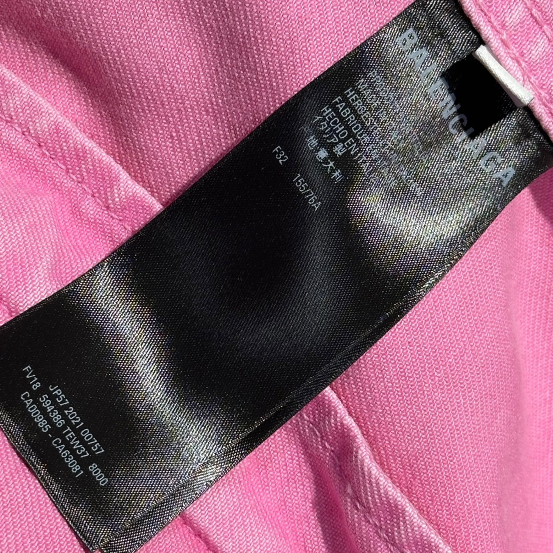 BALENCIAGA(バレンシアガ) 21SS Front Logo Dyed Pink Denim Jacket フロント ロゴ 後染め ピンク デニム ジャケット 594386 TEW37 32 ピンク×ブラック