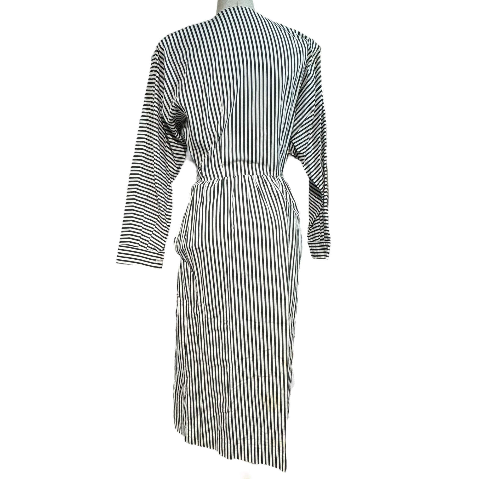 COMME des GARCONS(コムデギャルソン) 70~80's Cotton Collarless Striped Dress 70~80年代 コットン ノーカラー ストライプ ワンピース FREE ホワイト×ネイビー 川久保玲 本人期 アーカイブ