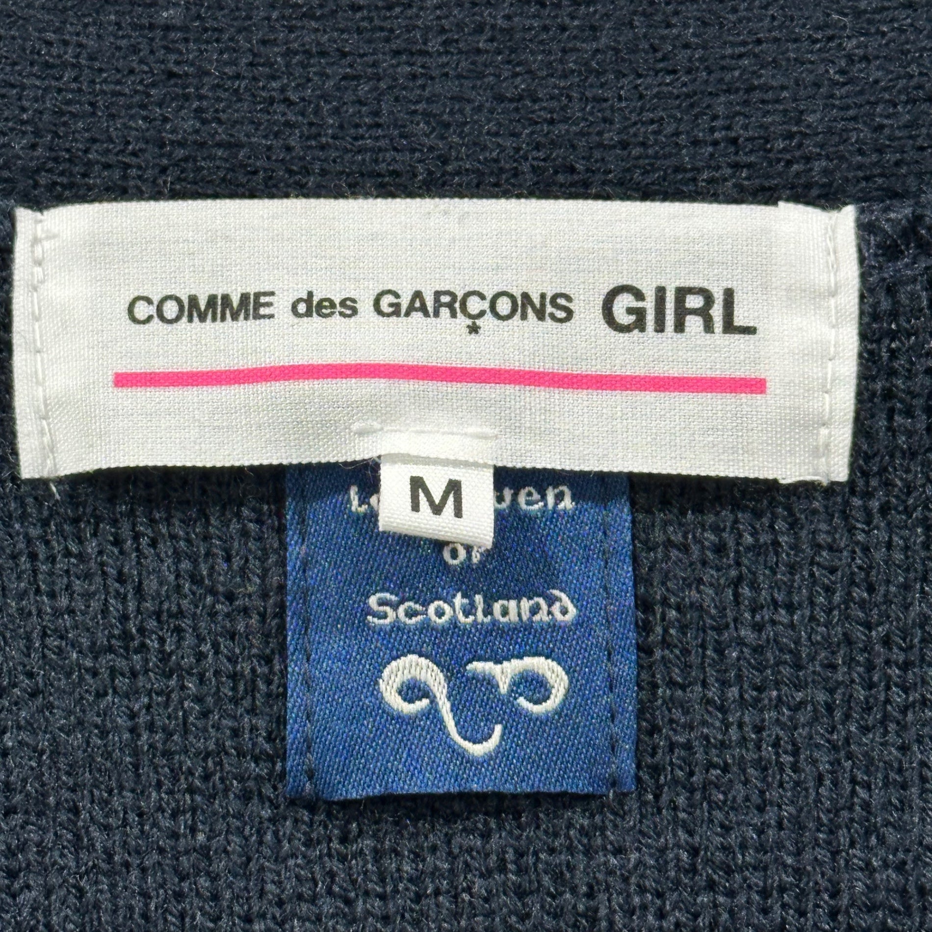 COMME des GARCONS GIRL(コムデギャルソンガール) 20SS LOCHAVEN of SCOTLAND Girl Print Cardigan ロックエーベン ガール プリント カーディガン NE-N001 M ネイビー×ホワイト AD2019