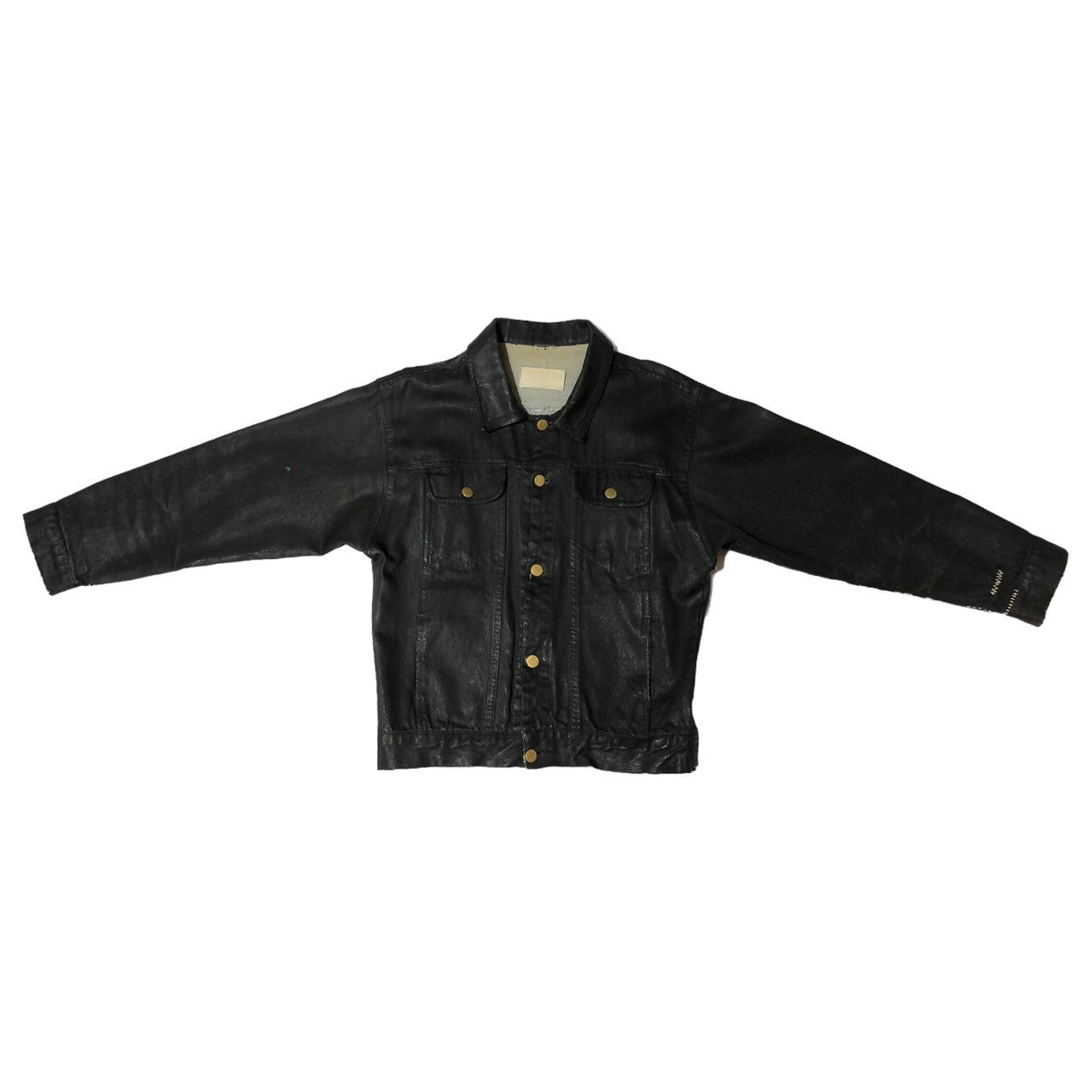 Maison Martin Margiela(メゾン マルタンマルジェラ) 90's Artisanal Bianchetto denim jacket アーティザナル ペンキ 加工 デニム ジャケット ワイルドステッチ ビアンケット M ブラック 白タグ 90年代 オーバーサイズ メンズサイズ