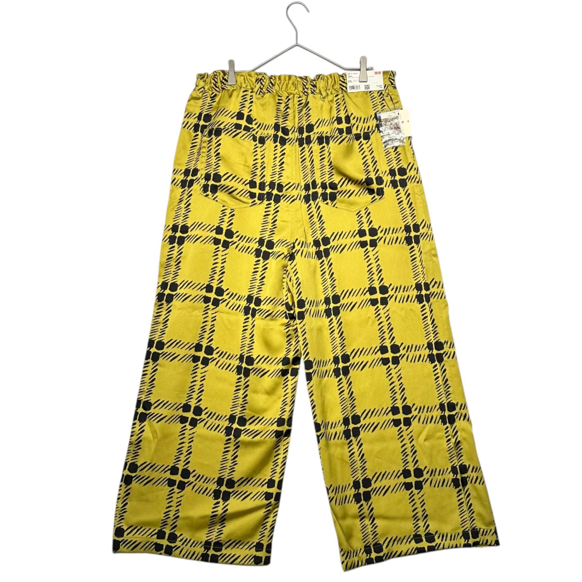 UNIQLO×MARNI(ユニクロ×マルニ) Draped Wide Straight Pants and Shirt Setup ドレープ ワイド ストレートパンツ & シャツ セットアップ XXL マスタード×ブラック メンズ着用可能 レディース合わせ