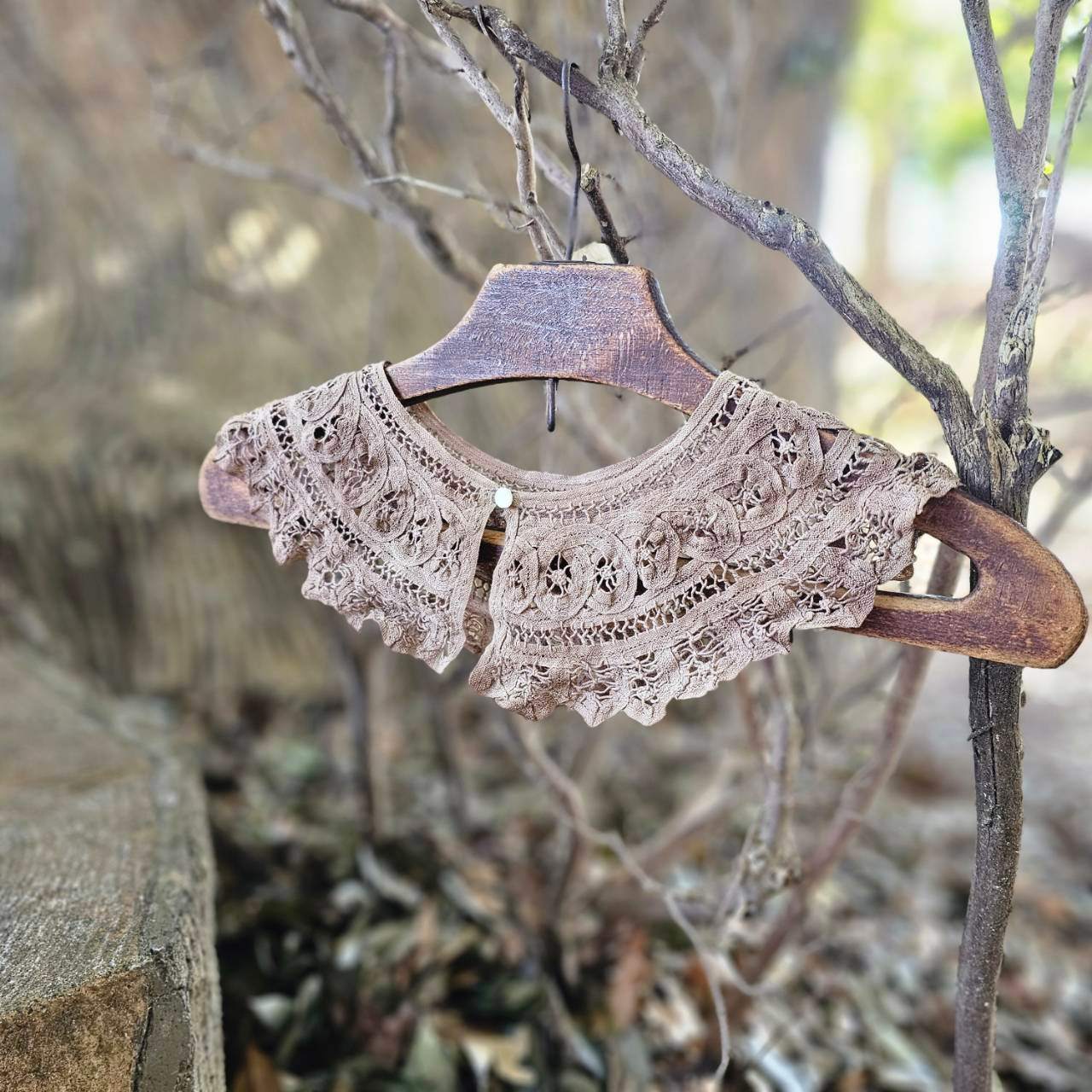 Euro vintage(ヨーロッパヴィンテージ) baten lace mini collar バテンレースのつけ襟 ベージュ
