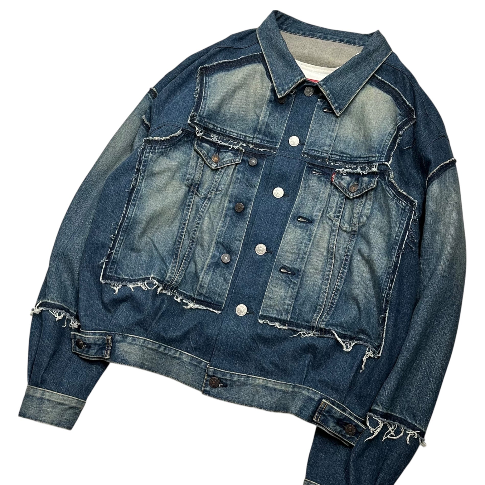 JUNYA WATANABE MAN×Levi's(ジュンヤワタナベマン×リーバイス) 25SS Cotton Denim Product Processing Customization 綿デニム 製品加工カスタマイズ Levi's Wネーム WO-J207 S インディゴ 再構築 ジャケット