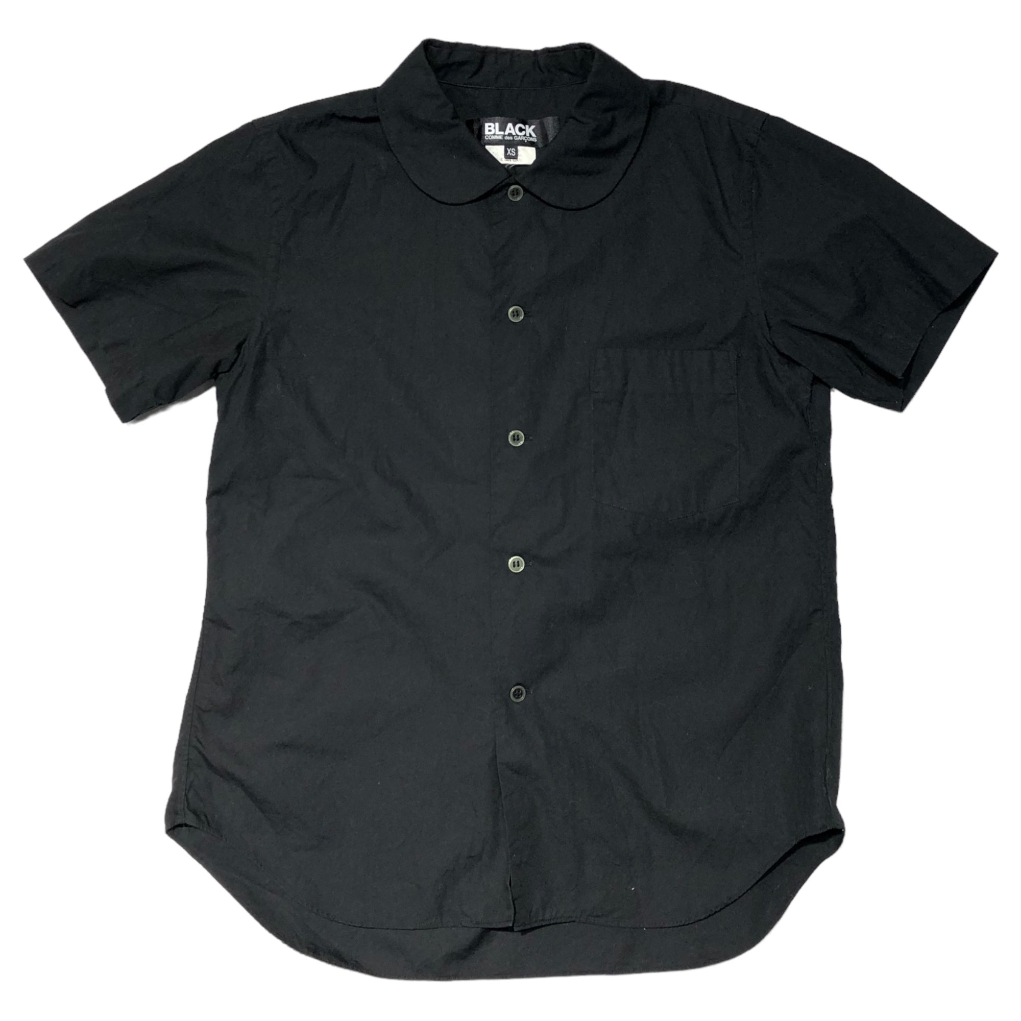 BLACK COMME des GARCONS(ブラックコムデギャルソン) 17SS round collar S/S shirt 丸襟半袖シャツ  1S-B018 XS ブラック ブラウス AD2016
