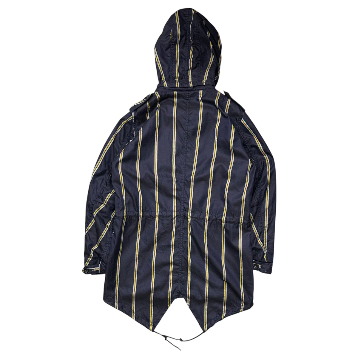 VISVIM(ビズビム/ヴィズヴィム) 2000's Fishtail Striped Coat フィッシュテール ストライプ コート M ネイビー×イエロー 00s アーカイブ