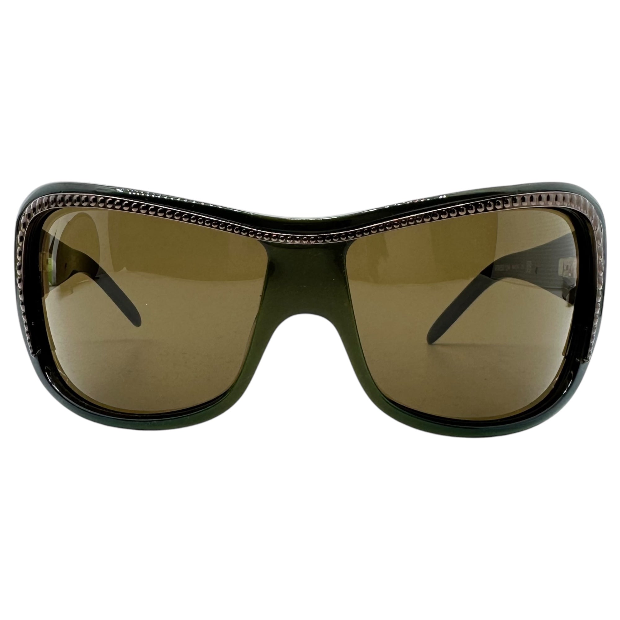 Vivienne Westwood(ヴィヴィアンウエストウッド) iridescent color metal parts smoke sunglasses 玉虫色 メタル パーツ サングラス VW55104 64□14-115 オリーブ ロゴ