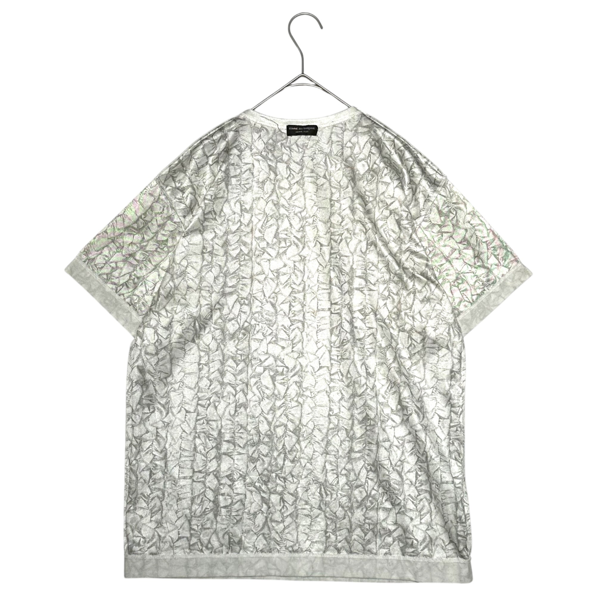 COMME des GARCONS HOMME PLUS(コムデギャルソンオムプリュス) Lined Ruffle Print Reversible Crew Neck T-Shirt 裏地 フリル プリント リバーシブル クルーネック Tシャツ FREE シルバー