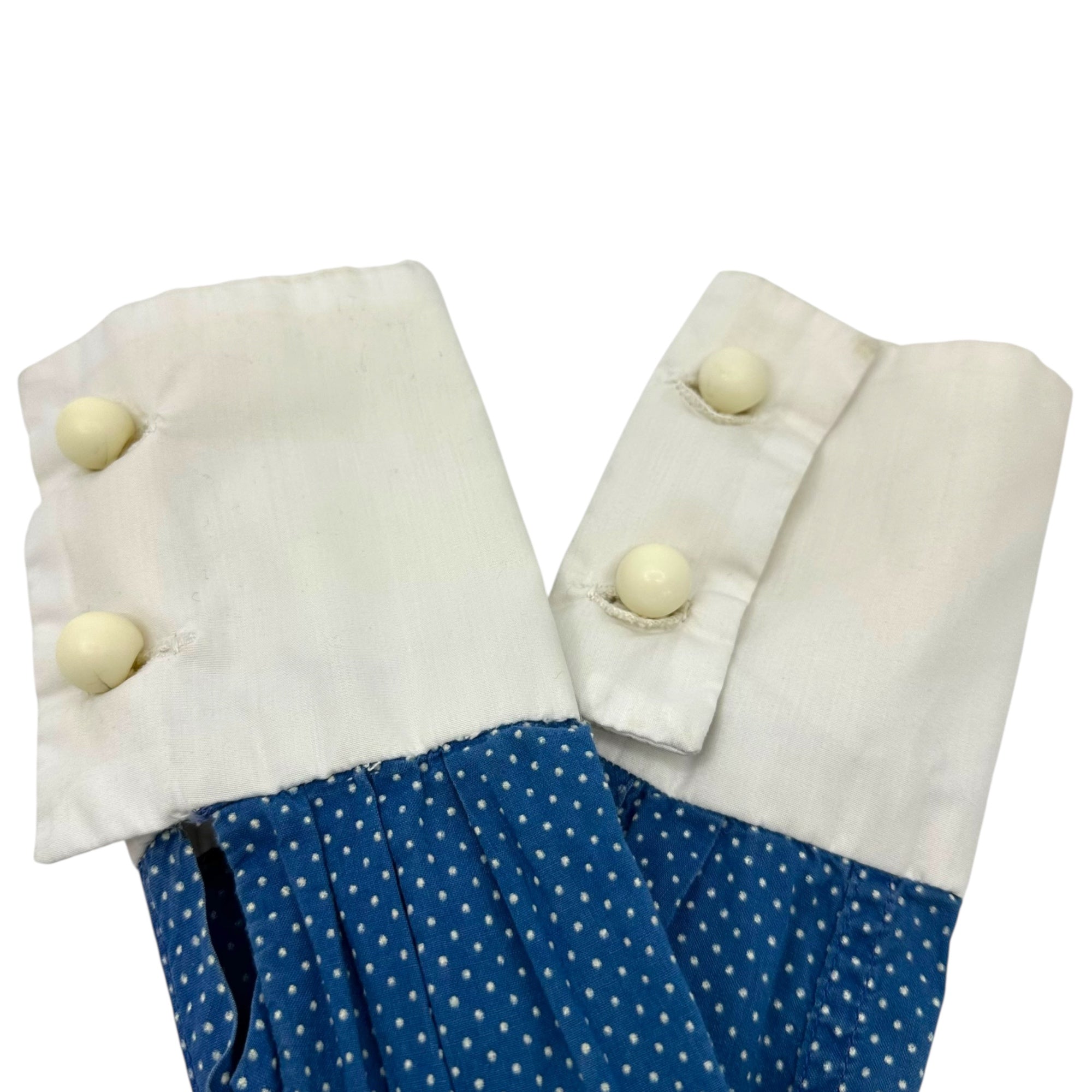 VINTAGE(ヴィンテージ) 60's glen of michigan Dot Pattern Lace Round Collar Blouse ドット柄 レース 丸襟 ブラウス 表記無(S~M程度) ブルー×ホワイト 推定60年代