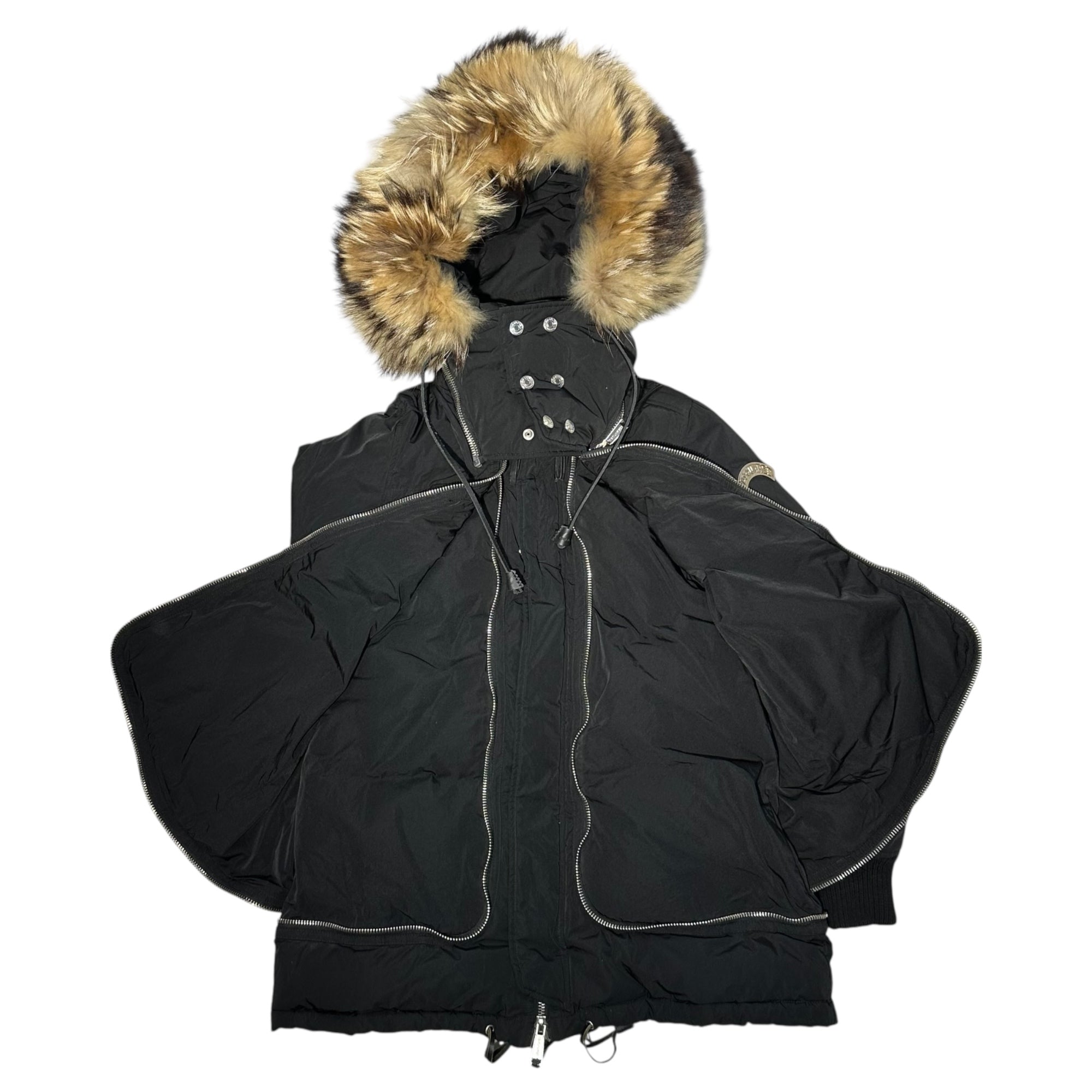 DSQUARED2(ディースクエアード) 10AW Big Fur Hood Nylon Down Jacket ビッグ ファー フード ナイロン ダウン ジャケット Y2K 72 A085 40(L程度) ブラック ここのえタグ