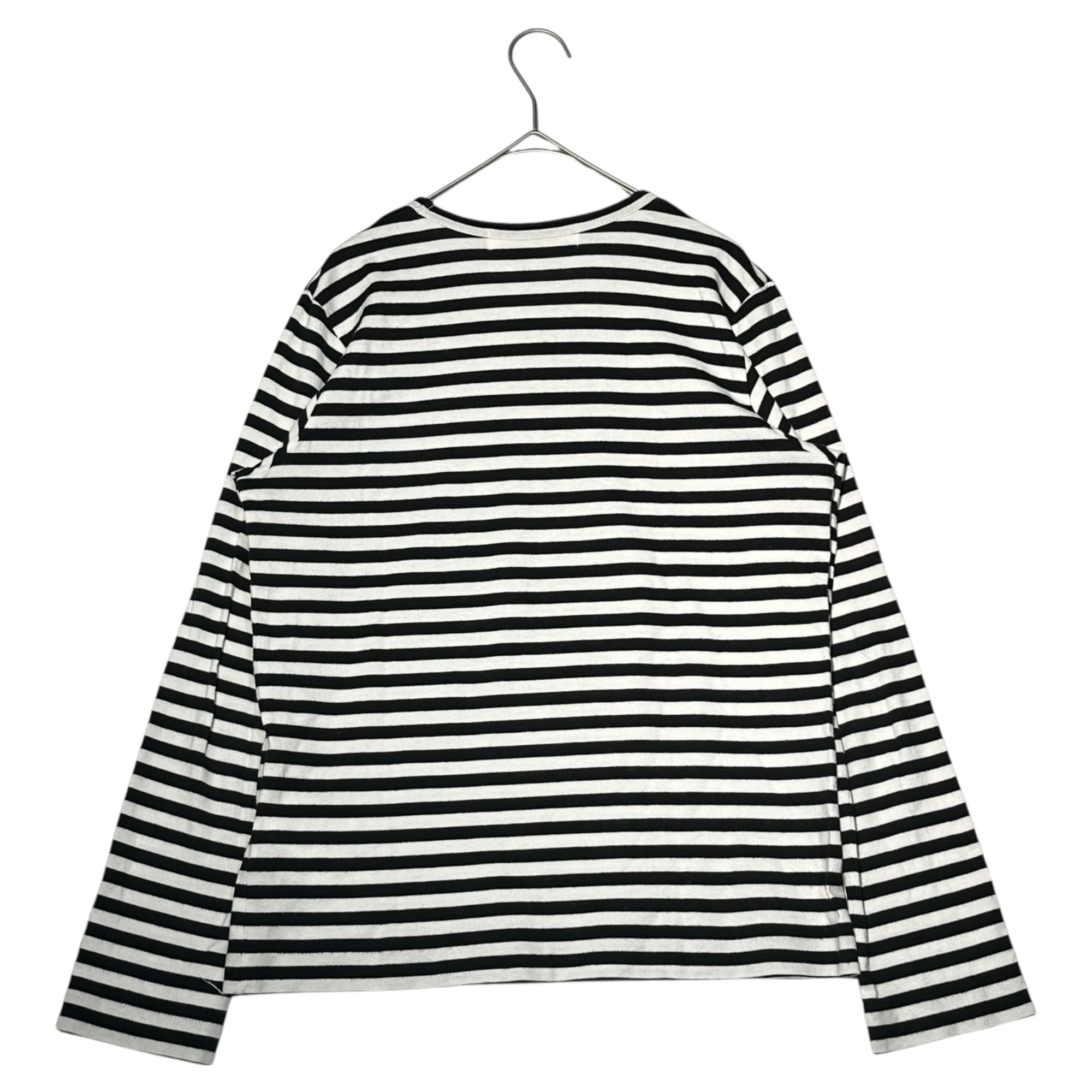 PLAY COMME des GARCONS(プレイコムデギャルソン) Border Heart Patch L/S T-Shirt ボーダー ハート ロゴ ワッペン 長袖 Tシャツ AZ-T163 L ホワイト×ブラック AD2011