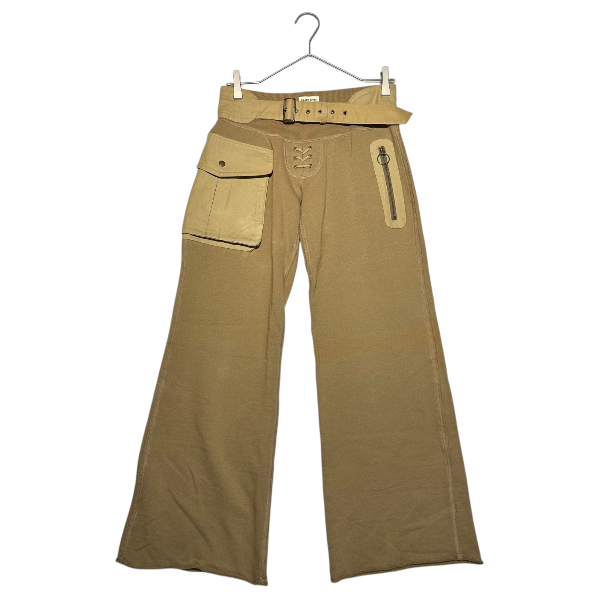 SHARE SPIRIT(シェアースピリット) A-9 Cargo Pocket Gimmick Flare Sweat Pants カーゴ ポケット フレア スウェット パンツ KA327 38(M程度) ブラウン 00's Y2K
