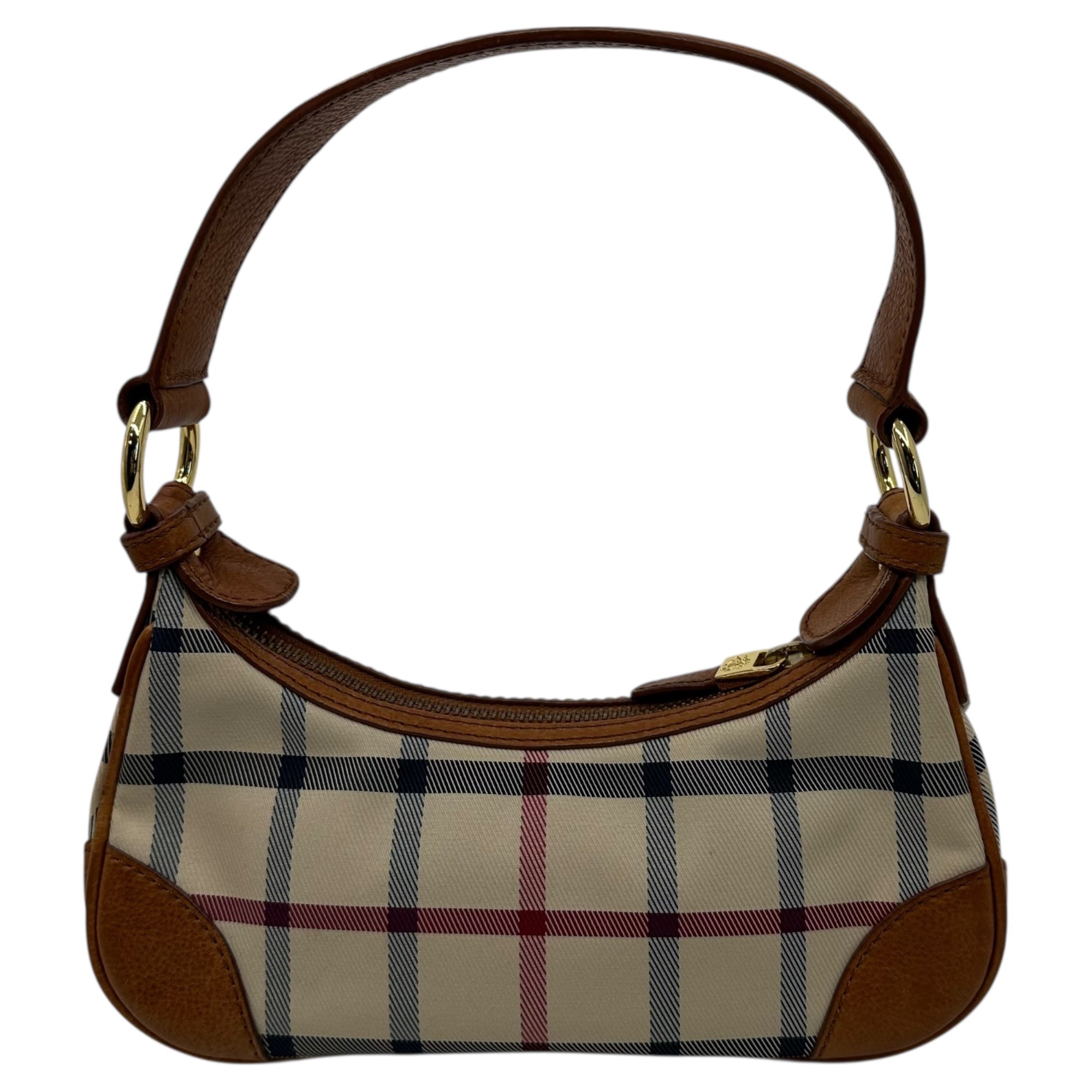 BROOKS BROTHERS(ブルックスブラザーズ) Canvas Leather Check One-Shoulder Bag キャンバス レザー チェック ワンショルダー バッグ ベージュ×ブラウン ハンド アクセサリー ポーチ