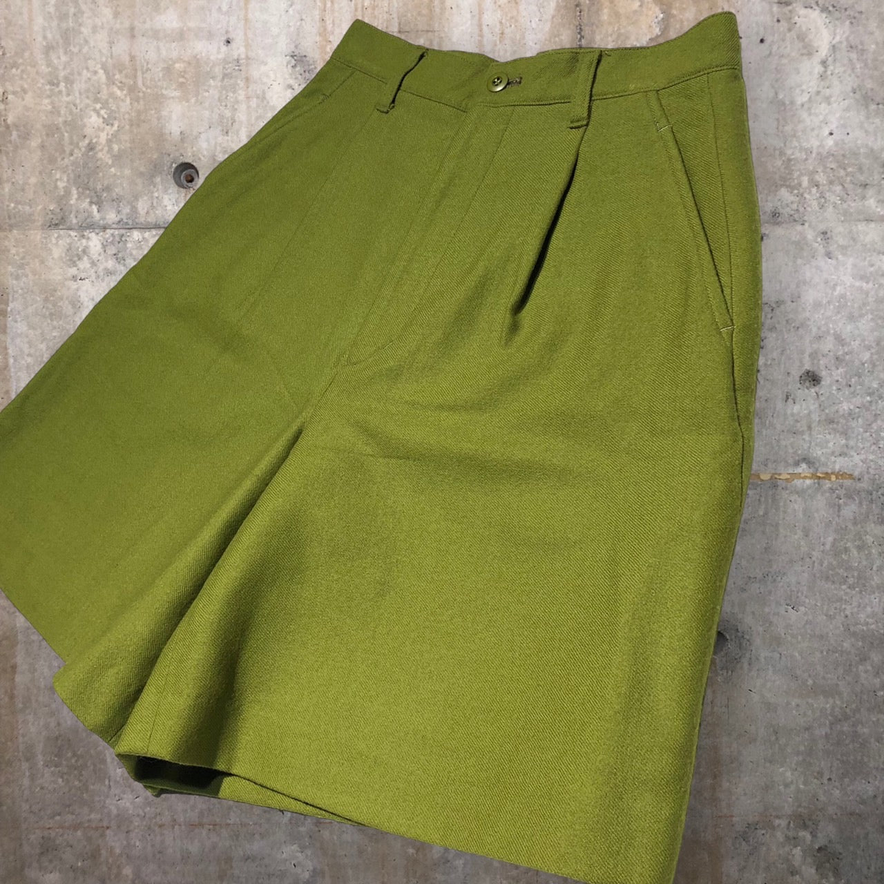 i.s. ISSEY MIYAKE(アイエス イッセイミヤケ) 90’s 1tac wool short pants/ウールハーフパンツ IS13-FF016 M グリーン