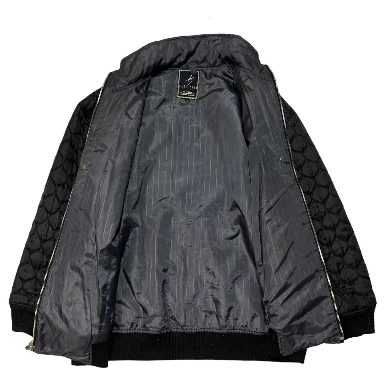Karl Kani(カールカナイ) 90'sロゴ刺繍スーパーオーバーキルティングジャケット XL ブラック