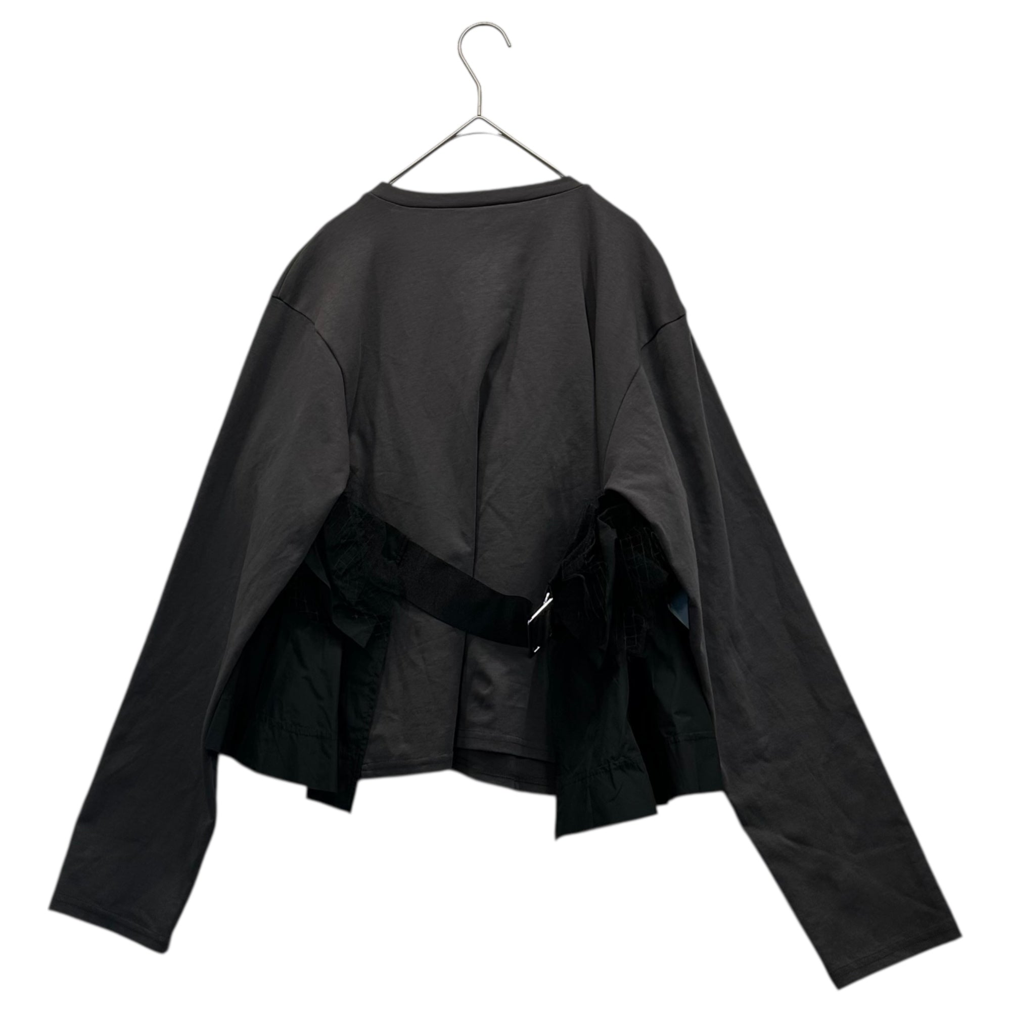 MAISON SPECIAL(メゾンスペシャル) Mixed-Material Combination Frill Knit Top 異素材 コンビ フリル ニット トップス カットソー 21252415808 FREE ブラック