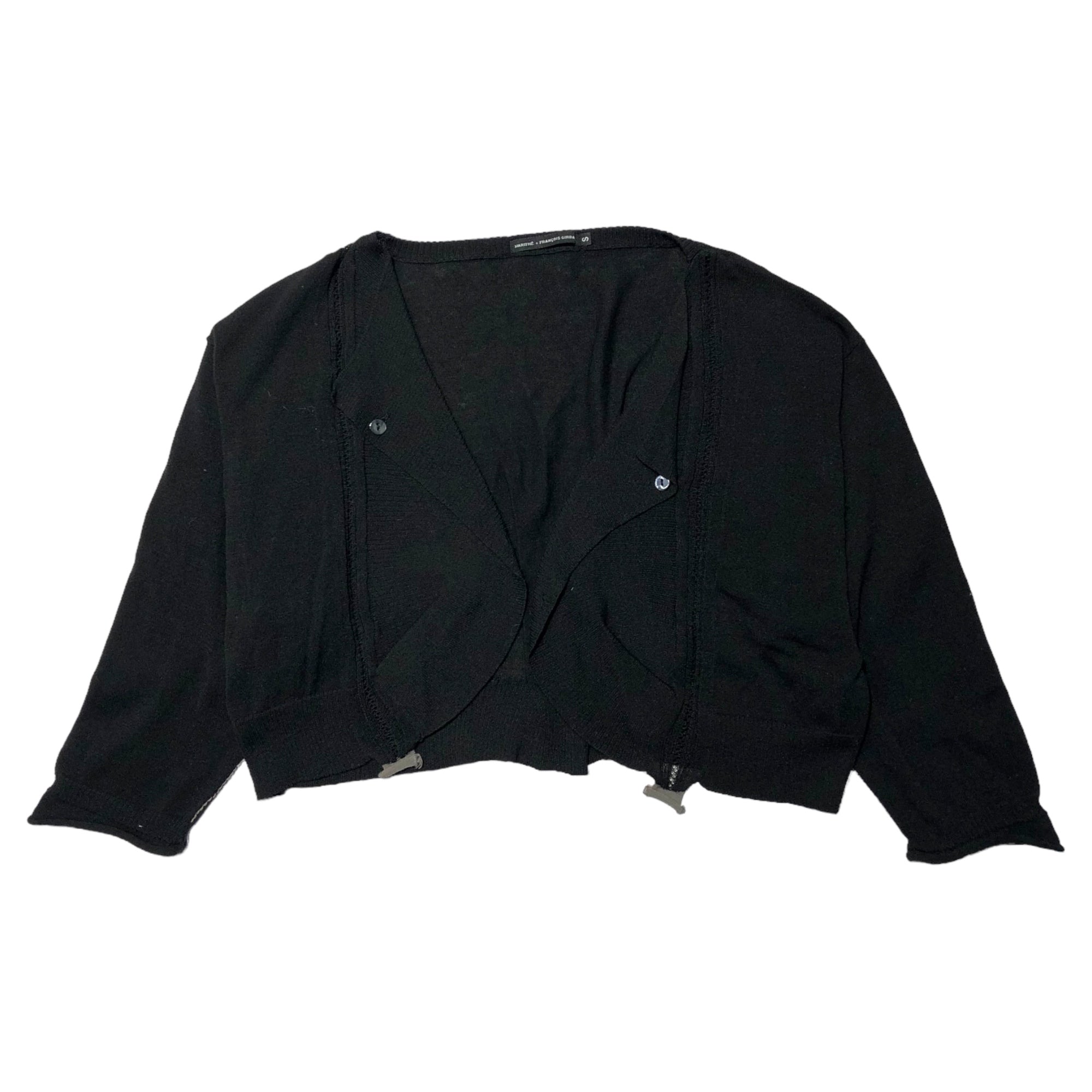 MARITHE FRANCOIS GIRBAUD(マリテフランソワジルボー) 00's Gimmick short length cardigan ギミック ショート丈 カーディガン F6-8169 S ブラック Y2K ニット ボレロ