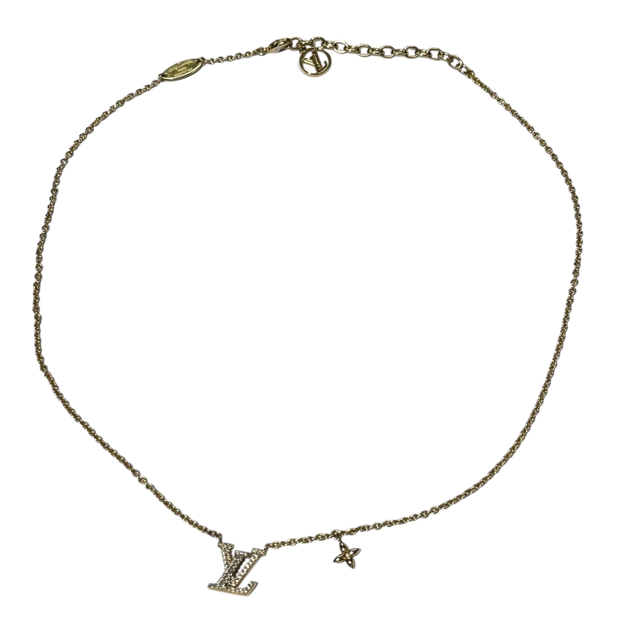 LOUIS VUITTON(ルイヴィトン) LV ICONIC NECKLACE アイコニック ネックレス M00596 ゴールド AK4212 ライトストーン ロゴ