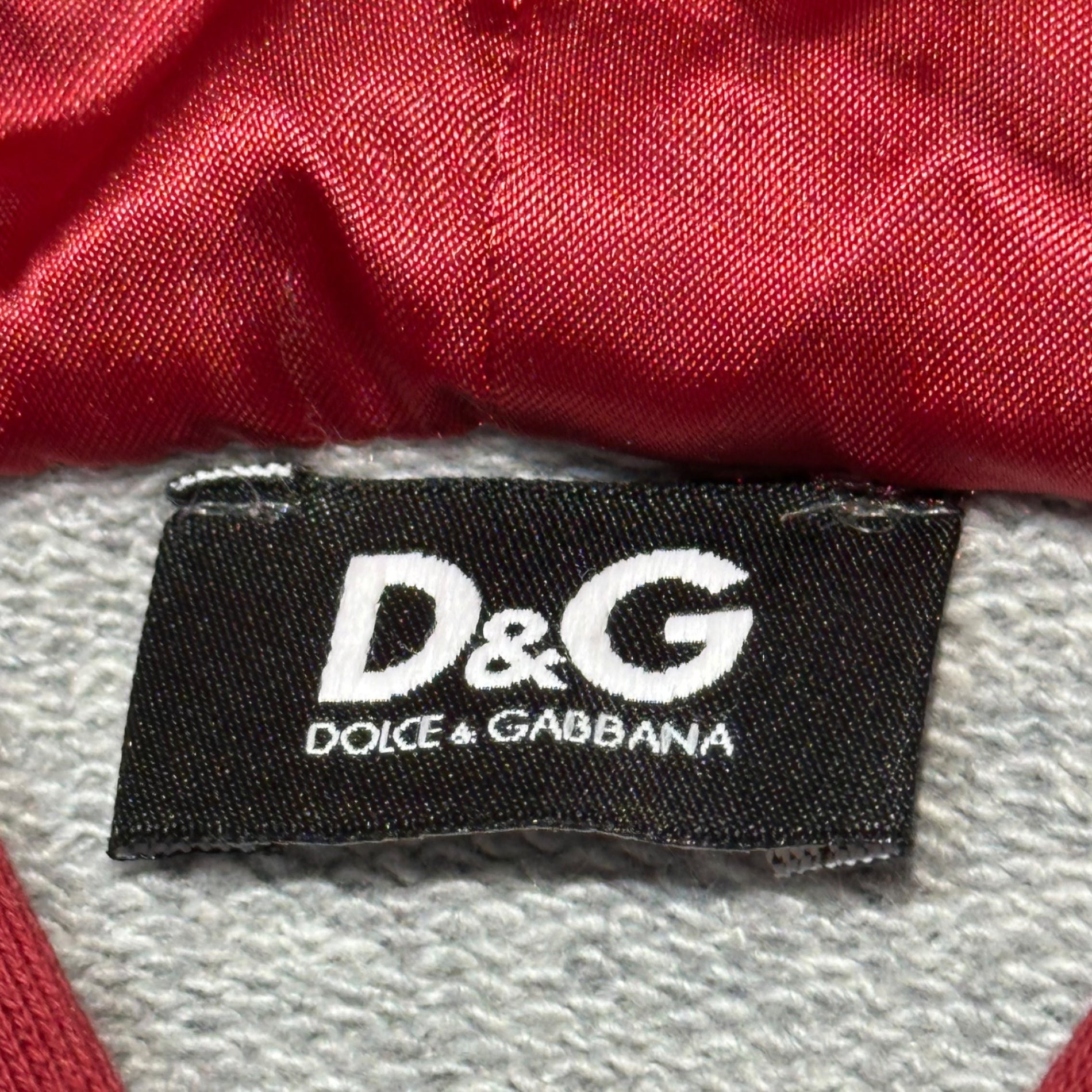 D&G(ディー&ジードルガバドルチェ&ガッバーナ) 68 Logo Patch Pullover Hoodie ロゴ ワッペン プルオーバー パーカー 44(XS程度) レッド×グレー