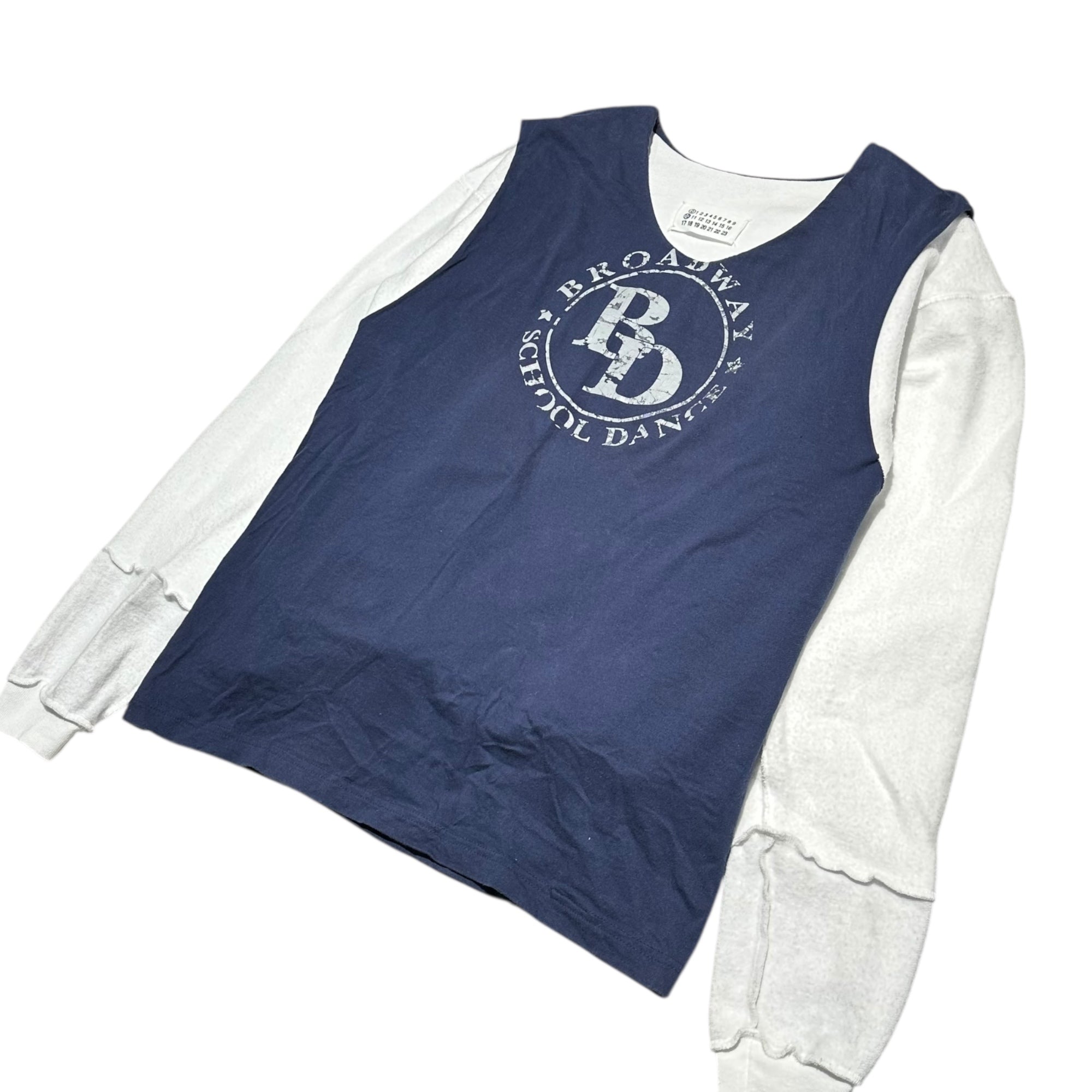 Maison Martin Margiela(メゾン マルタンマルジェラ) 2004 ⓪ ⑩ Artisanal Reconstructed Layered Sweatshirt アーティザナル 再構築 レイヤード スウェット 833M00750071 表記無(FREE) ネイビー×ホワイト 00's 本人期 アーカイブ リバーシブル