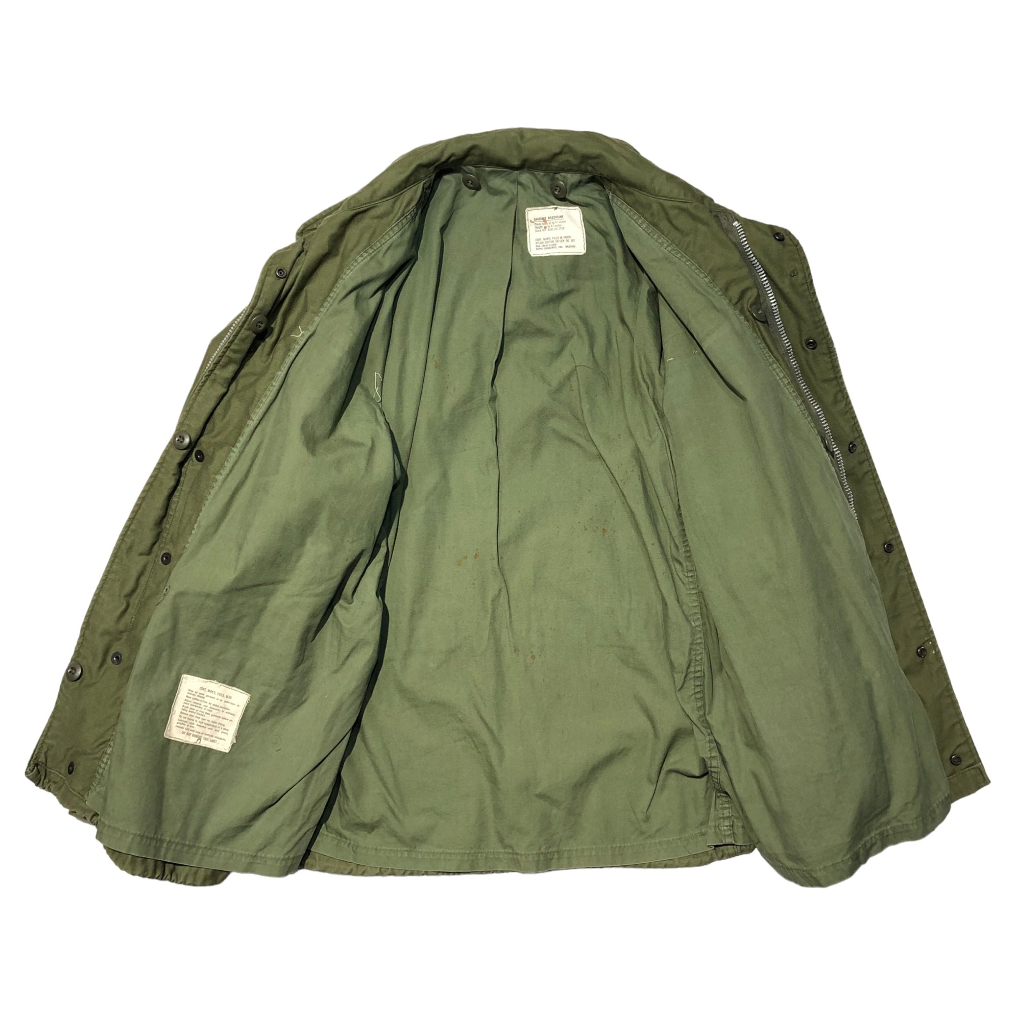 US ARMY(アメリカ軍) 60's M-65 2nd FIELD JACKET ミリタリー フィールド ジャケット 8405-782-2938 SHORT MEDIUM カーキ 別年代ライナー付 CONMAR