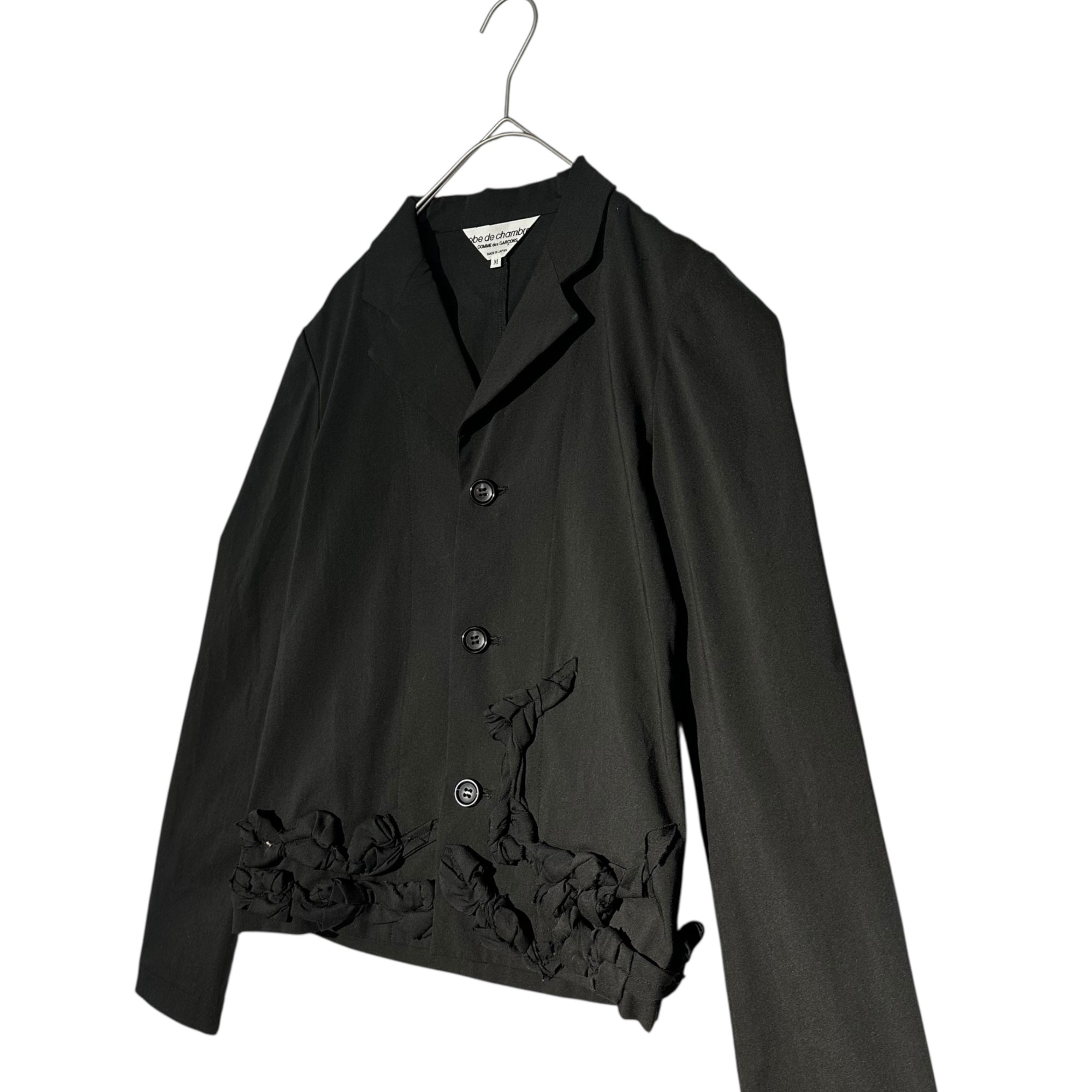 robe de chambre COMME des GARCONS(ローブドシャンブルコムデギャルソン) 03SS Flower Motif Polyester Wool 3B Stretch Jacket フラワー モチーフ ポリエステル ウール 3B ストレッチ ジャケット RI-J015 M ブラック AD2002