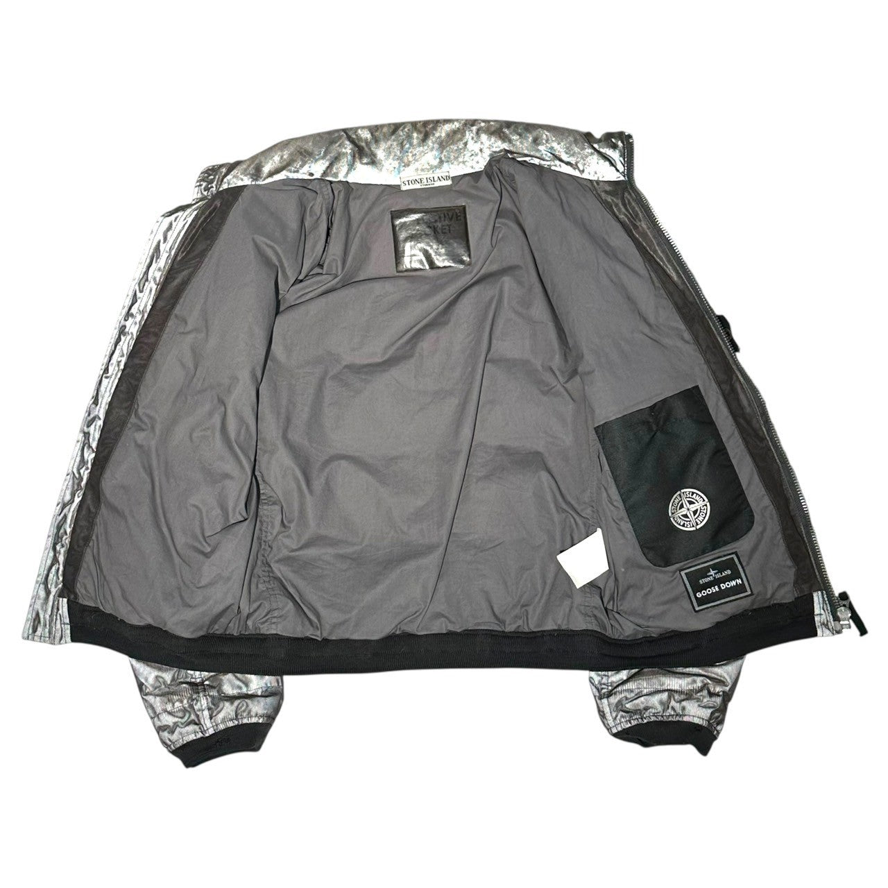 STONE ISLAND(ストーンアイランド) 07AW Ghost Patch Reflective Bomber Down Jacket ゴーストパッチ リフレクティブ ボンバー ダウン ジャケット リフレクター 47154B38/542 M グレー アーカイブ 稀少品 GOOSEDOWN/グースダウン