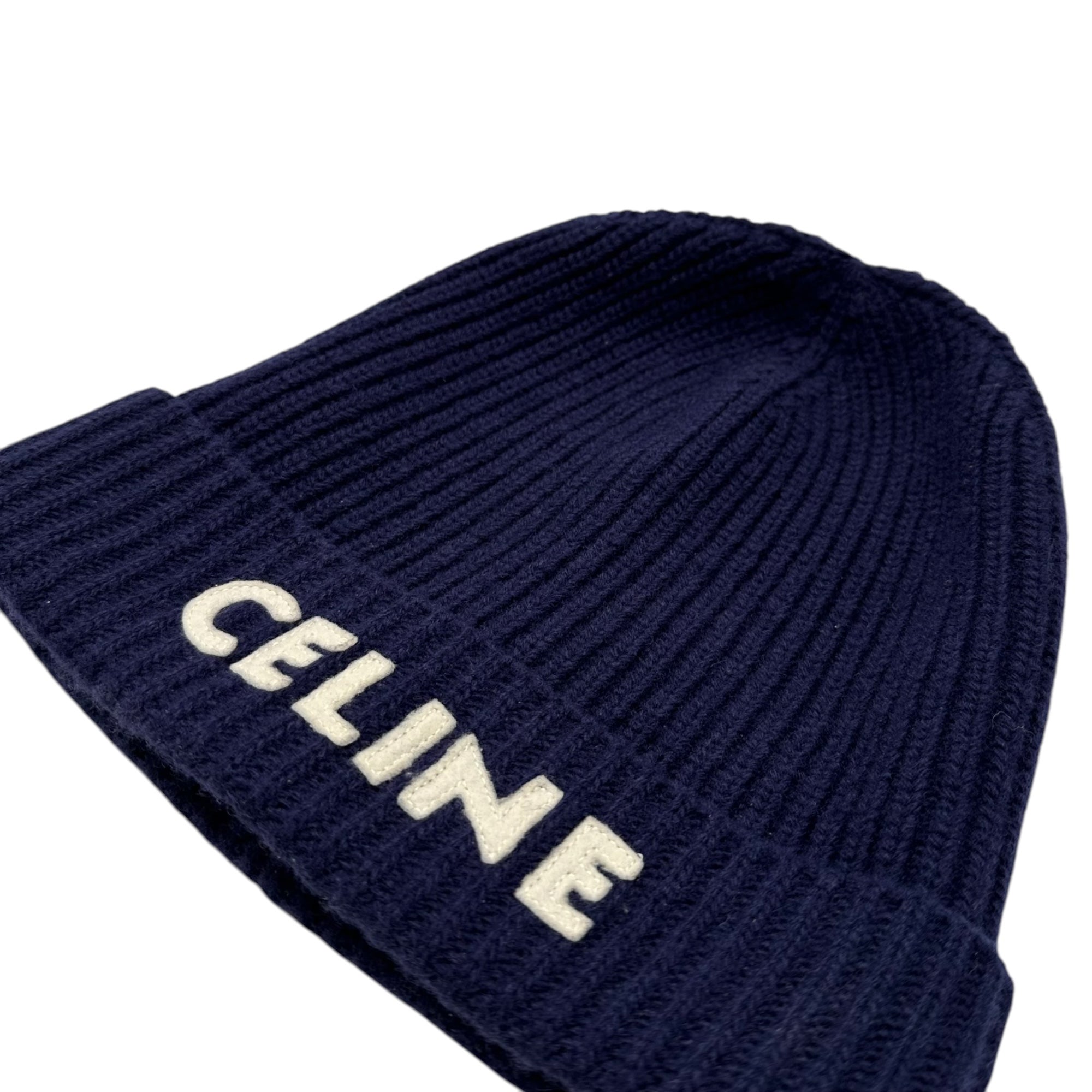 CELINE(セリーヌ) 2023AW By Hedi Slimane Logo Patch Beanie エディ期 ロゴ ワッペン ビーニー 2AH35423P TU ネイビー ニット帽