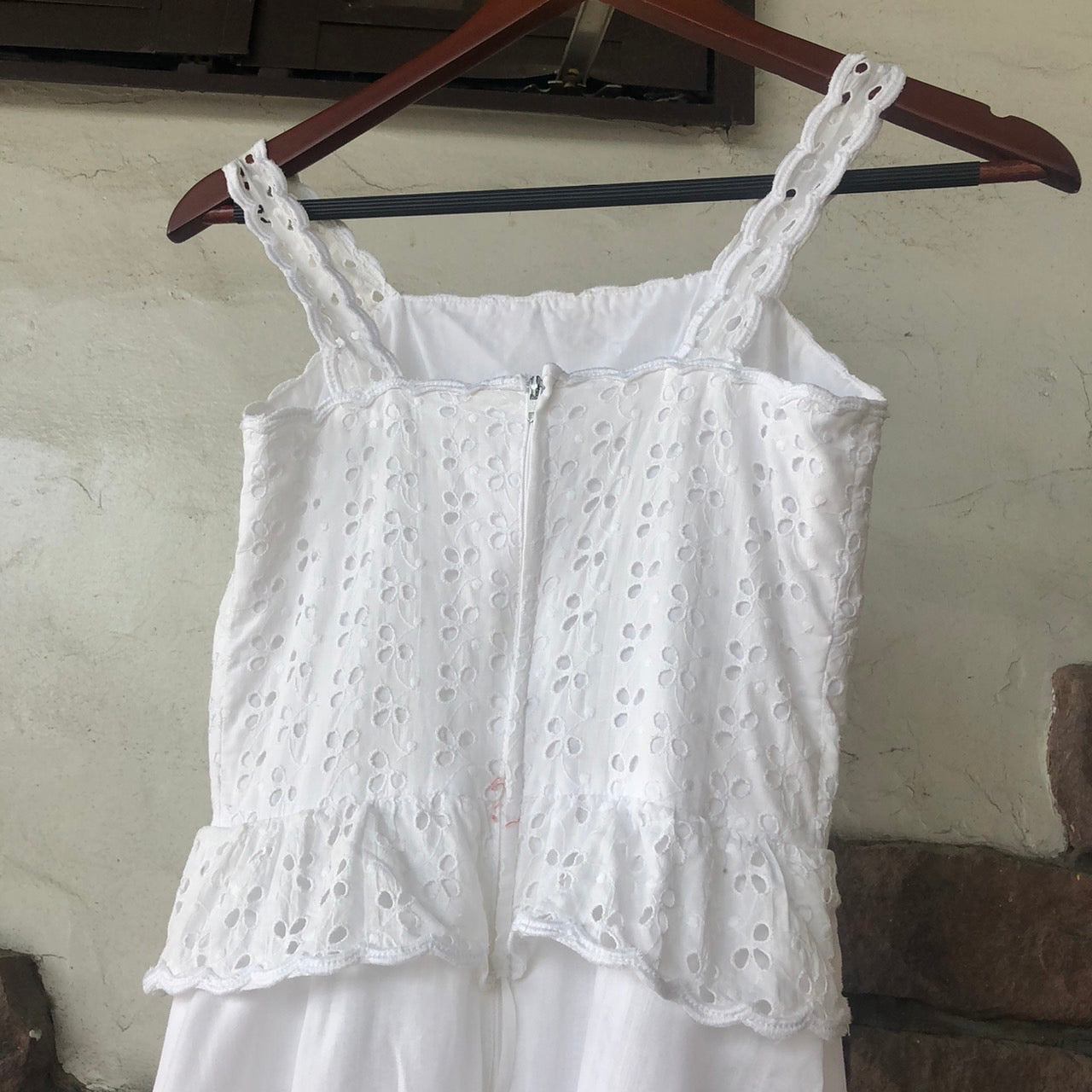 Euro Vintage(ヨーロッパヴィンテージ) Ukabu_リーフレースキャミワンピース 表記なし(Lサイズ程度) ホワイト