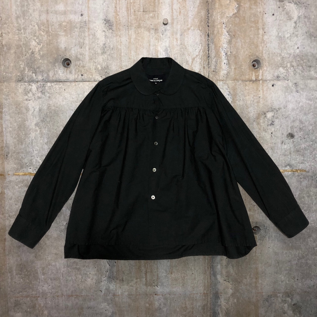 tricot COMME des GARCONS(トリココムデギャルソン) 17SS Round collar wide gathered shirt blouse/丸襟ワイドギャザーシャツブラウス TZ-P007 M ブラック AD2017