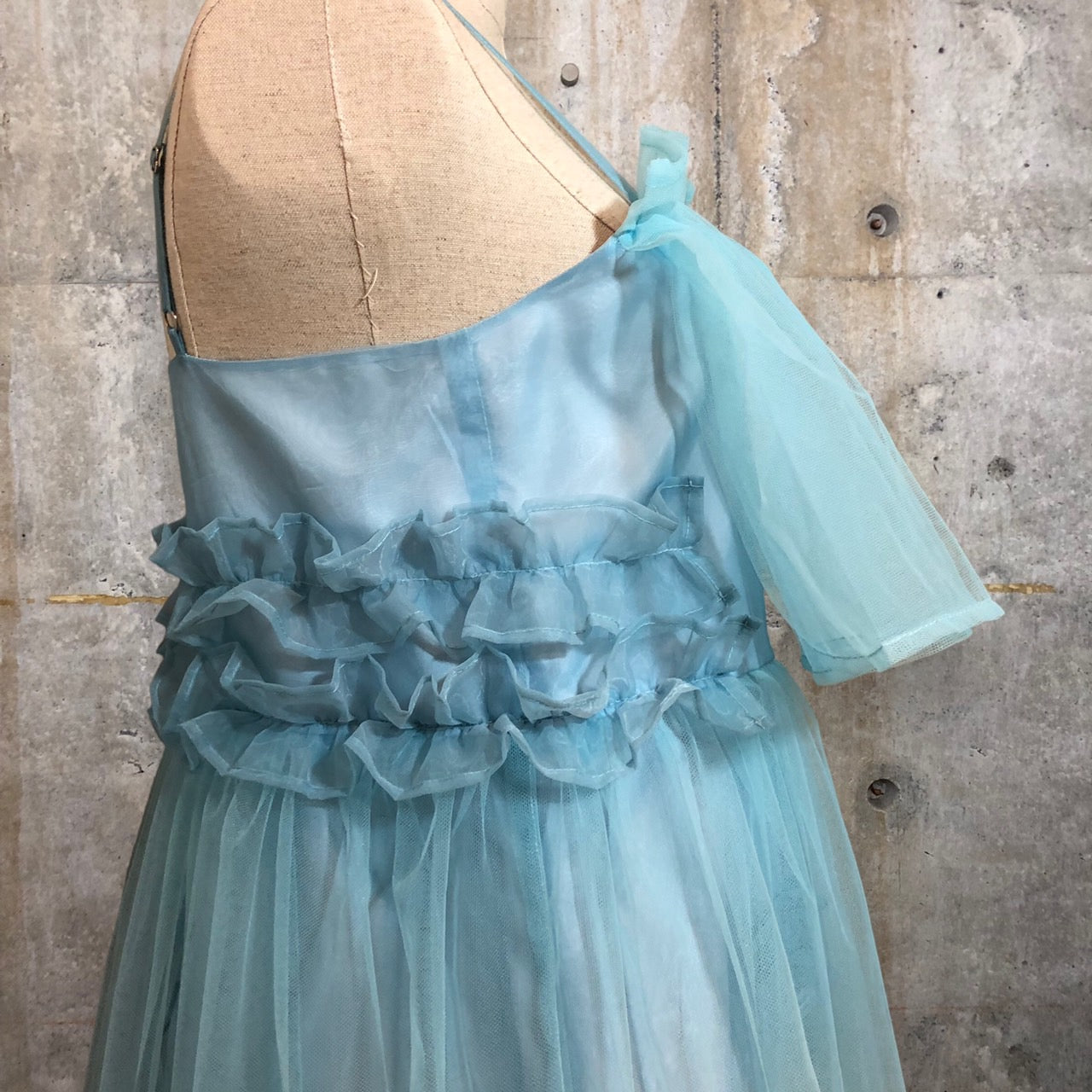 CEREAL(シリアル) 23SS JERRYFISH DRESS/ジェリーフィッシュ/フリルチュールキャミソールティアードワンピース c23105 FREE サックスブルー 完売品