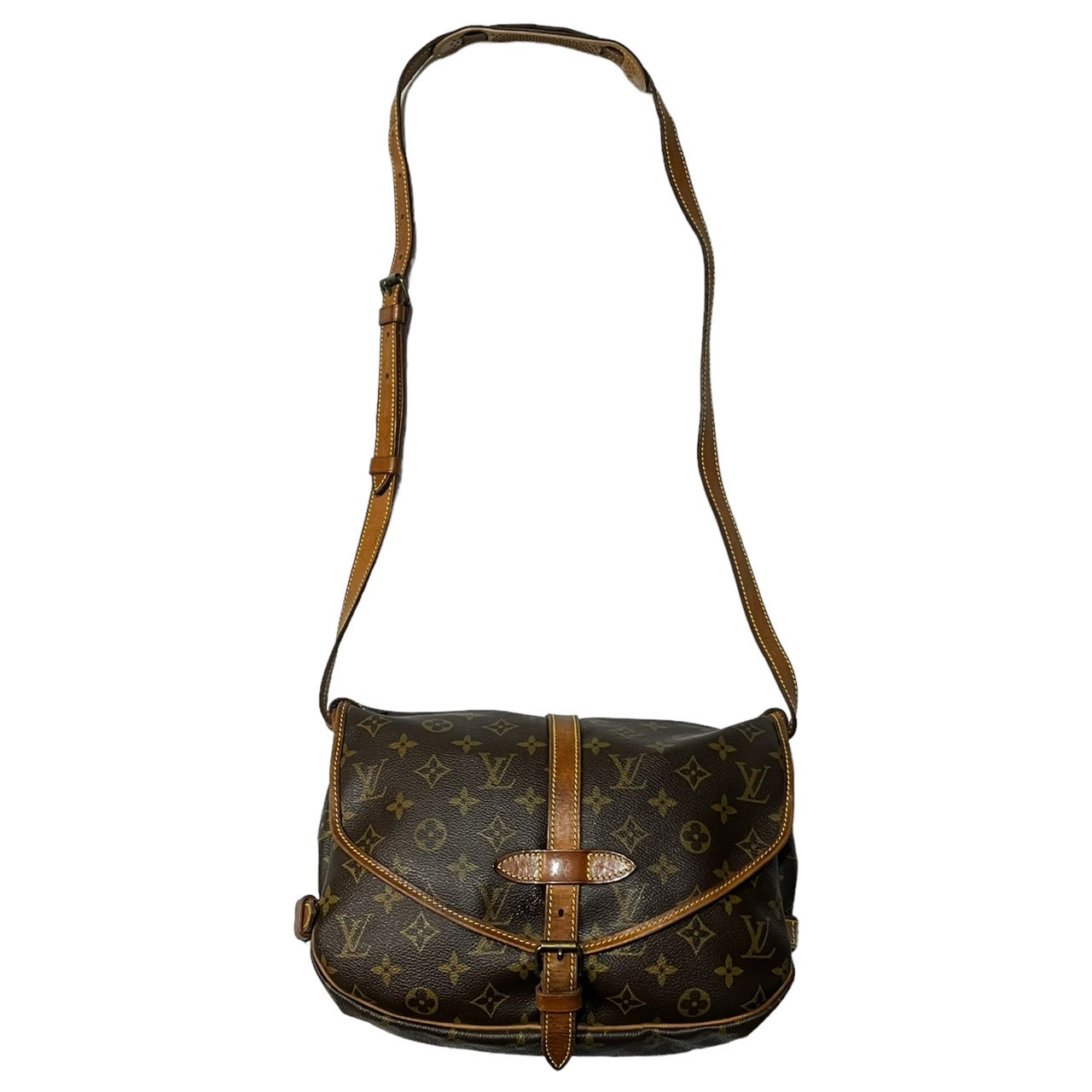 LOUIS VUITTON(ルイヴィトン) 89's Saumur30 ソミュール30 80年代 ヴィンテージ ショルダーバッグ M42256 ブラウン 製造番号:AR8904 ヌメ革ヤケ、薄ヒビ有