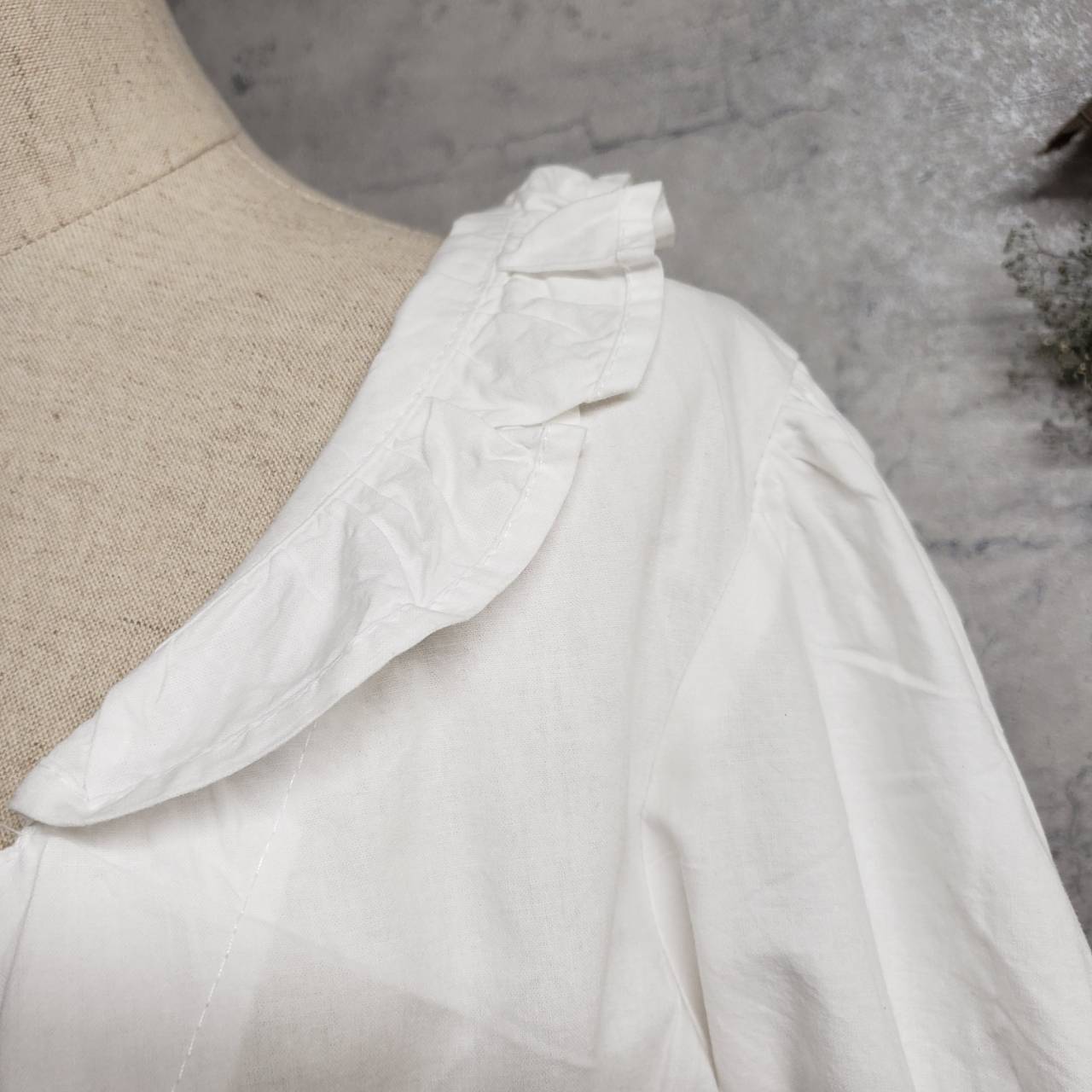 Vintage(ヴィンテージ) Edelnice フロントリボンショートブラウス 54(Mサイズ程度) ホワイト