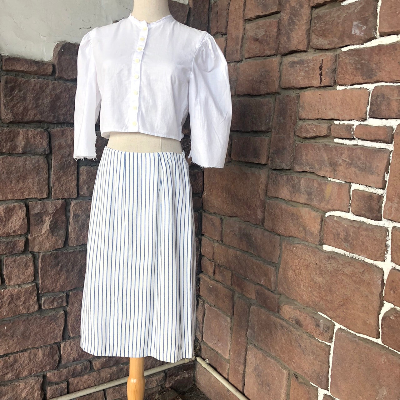 Euro Vintage(ヨーロッパヴィンテージ) Anohi_ストライプ膝丈スカート  