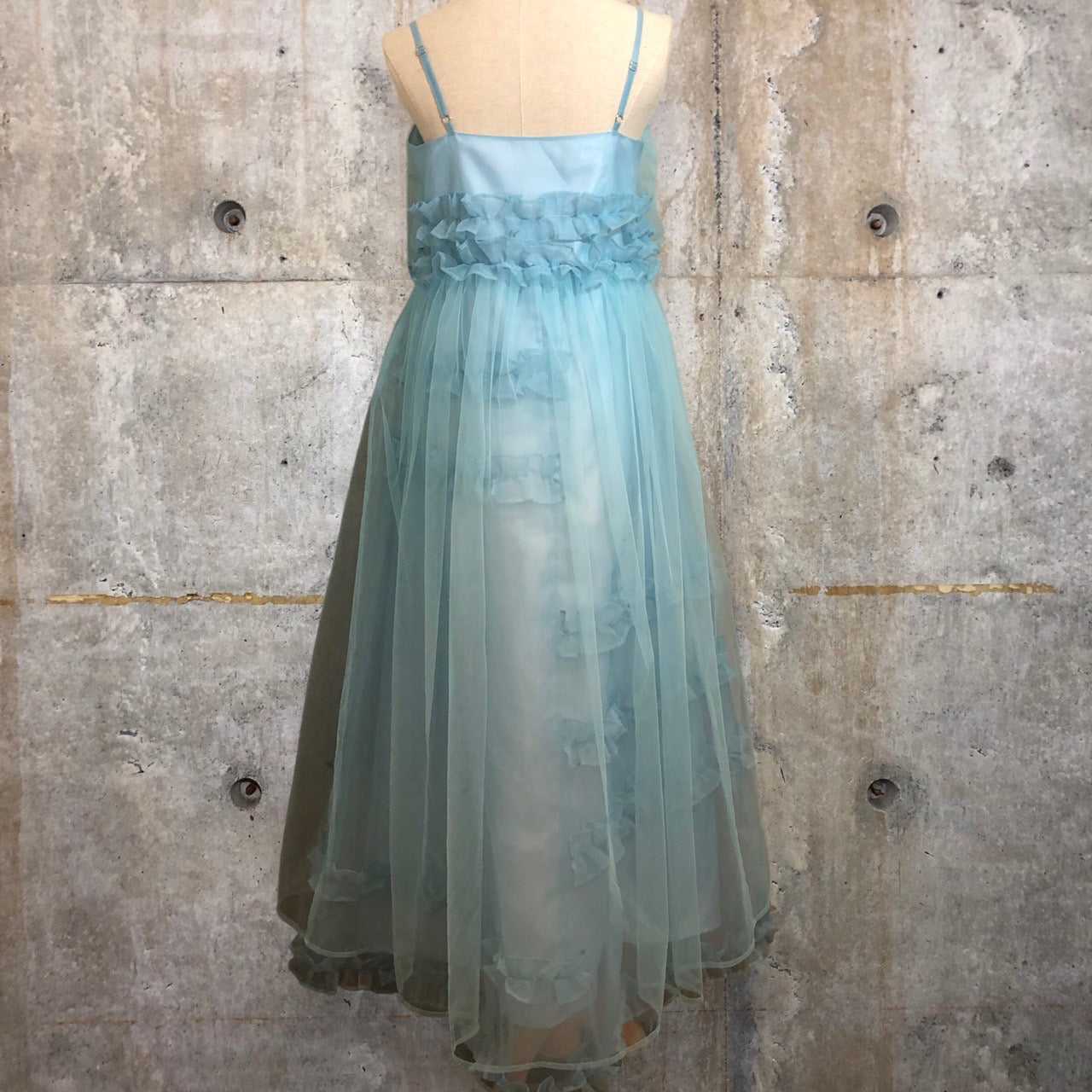 CEREAL(シリアル) 23SS JERRYFISH DRESS/ジェリーフィッシュ/フリルチュールキャミソールティアードワンピース c23105 FREE サックスブルー 完売品