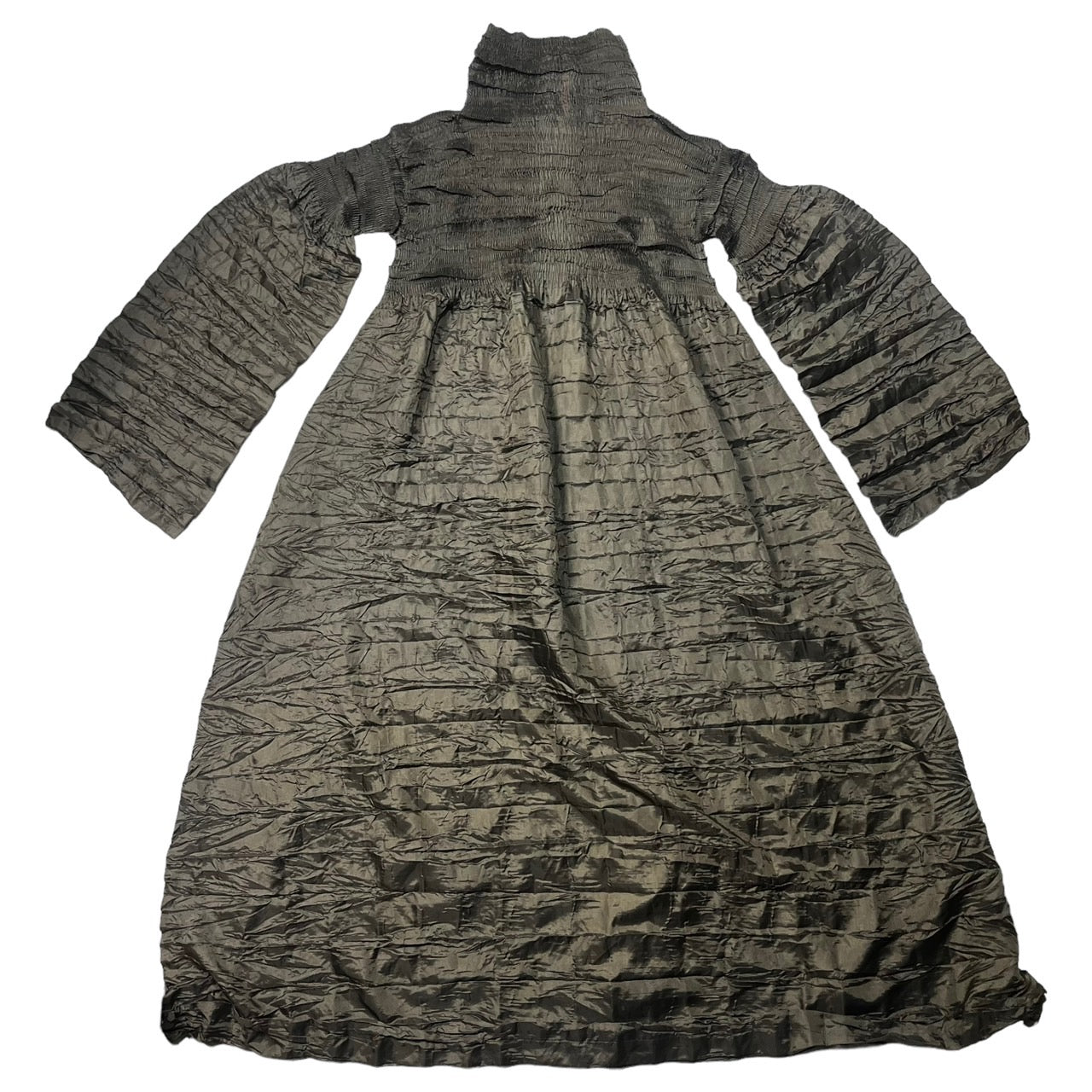 ISSEY MIYAKE(イッセイミヤケ) 98AW pleated long dress/プリーツロングワンピース/ドレス IM84-FH918 SIZE S カーキ 90's/ヴィンテージ/アーカイブ/シワ加工